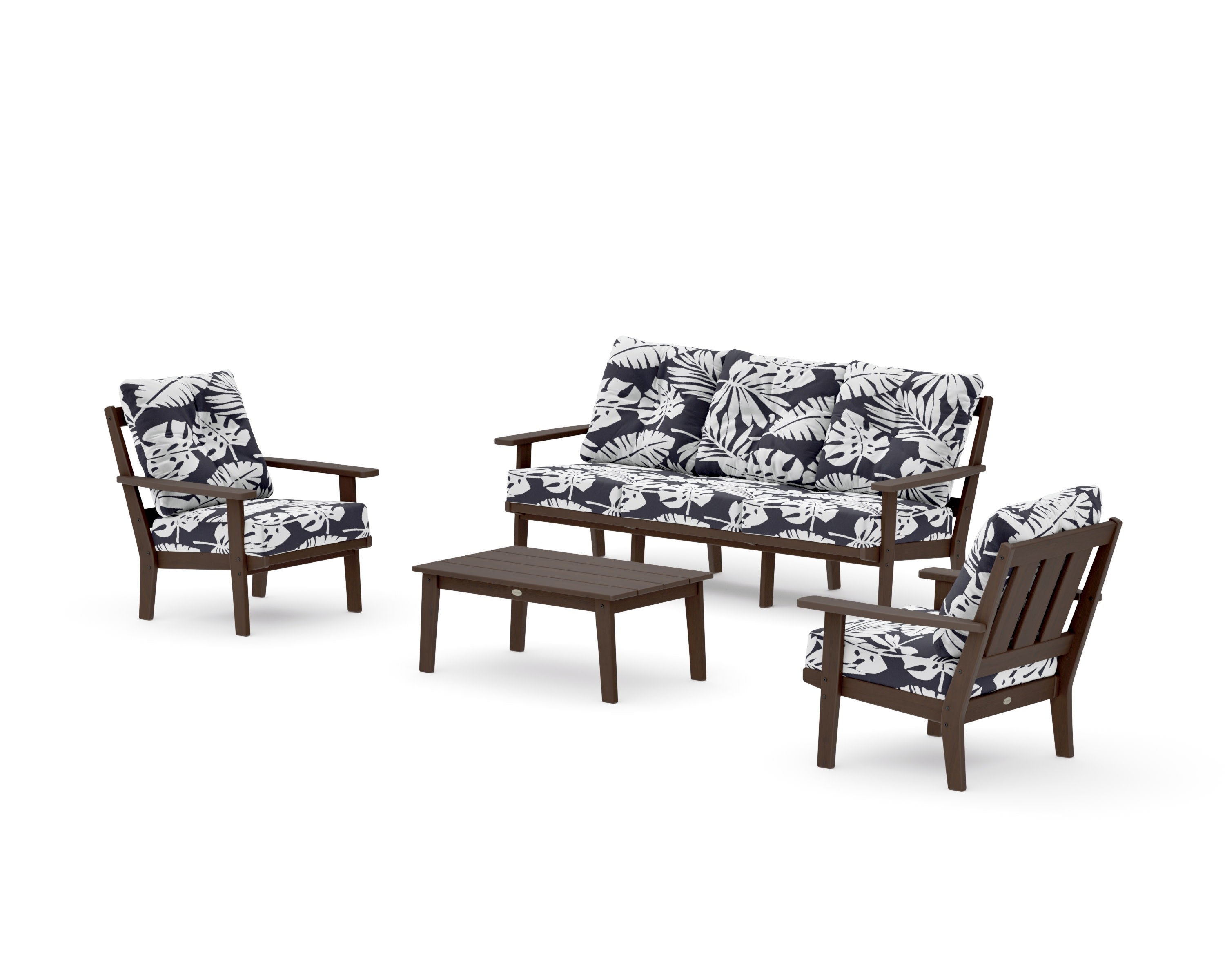 Oxford 4-Piece Deep Seating Set with Sofa in Kona / Leaf Navy
