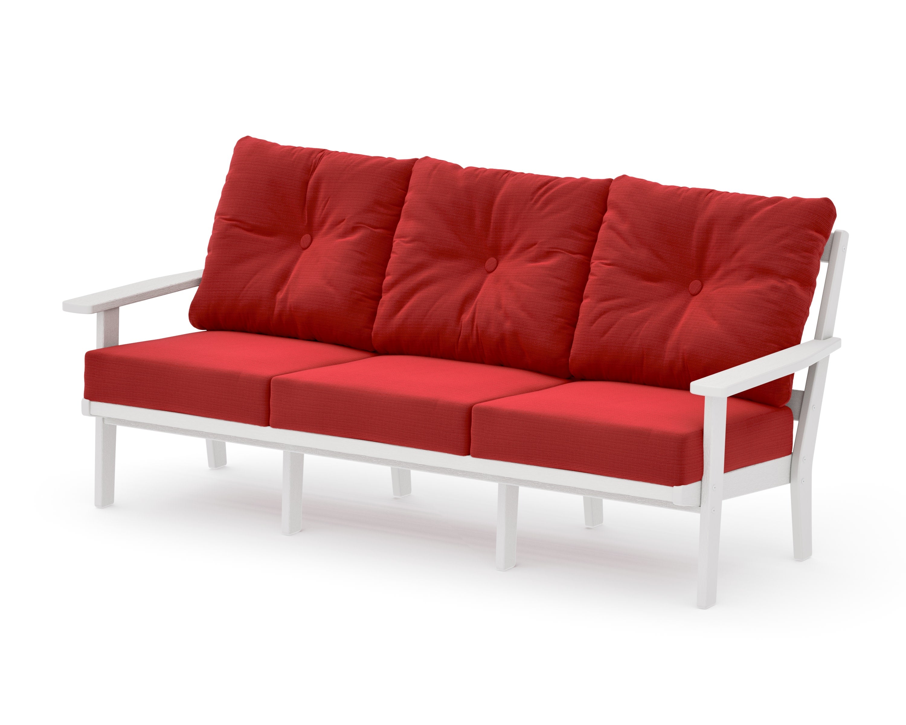 Oxford Deep Seating Sofa in Vintage White / Crimson Linen