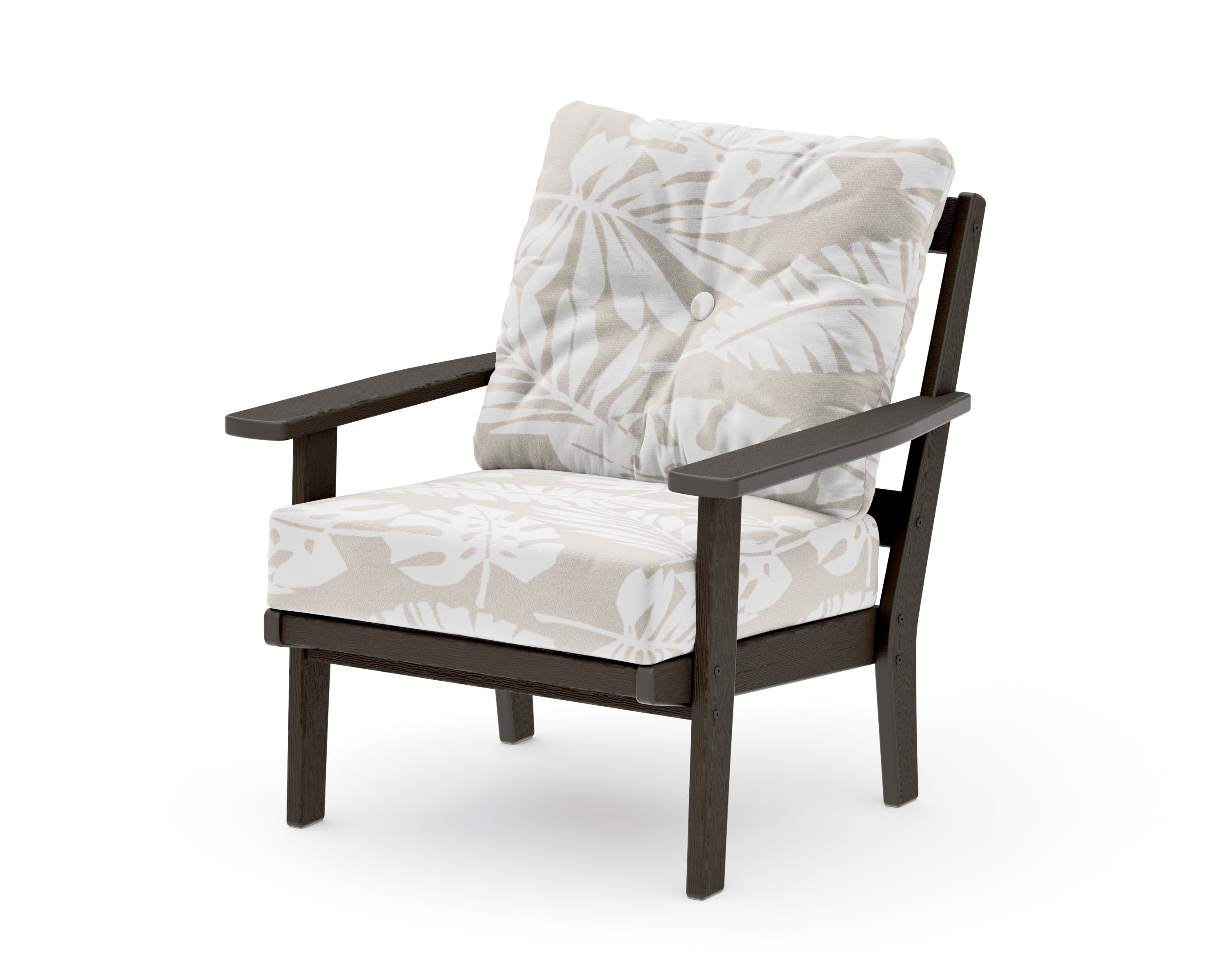 Prairie Deep Seating Chair in Vintage Coffee / Leaf Dune Burlap