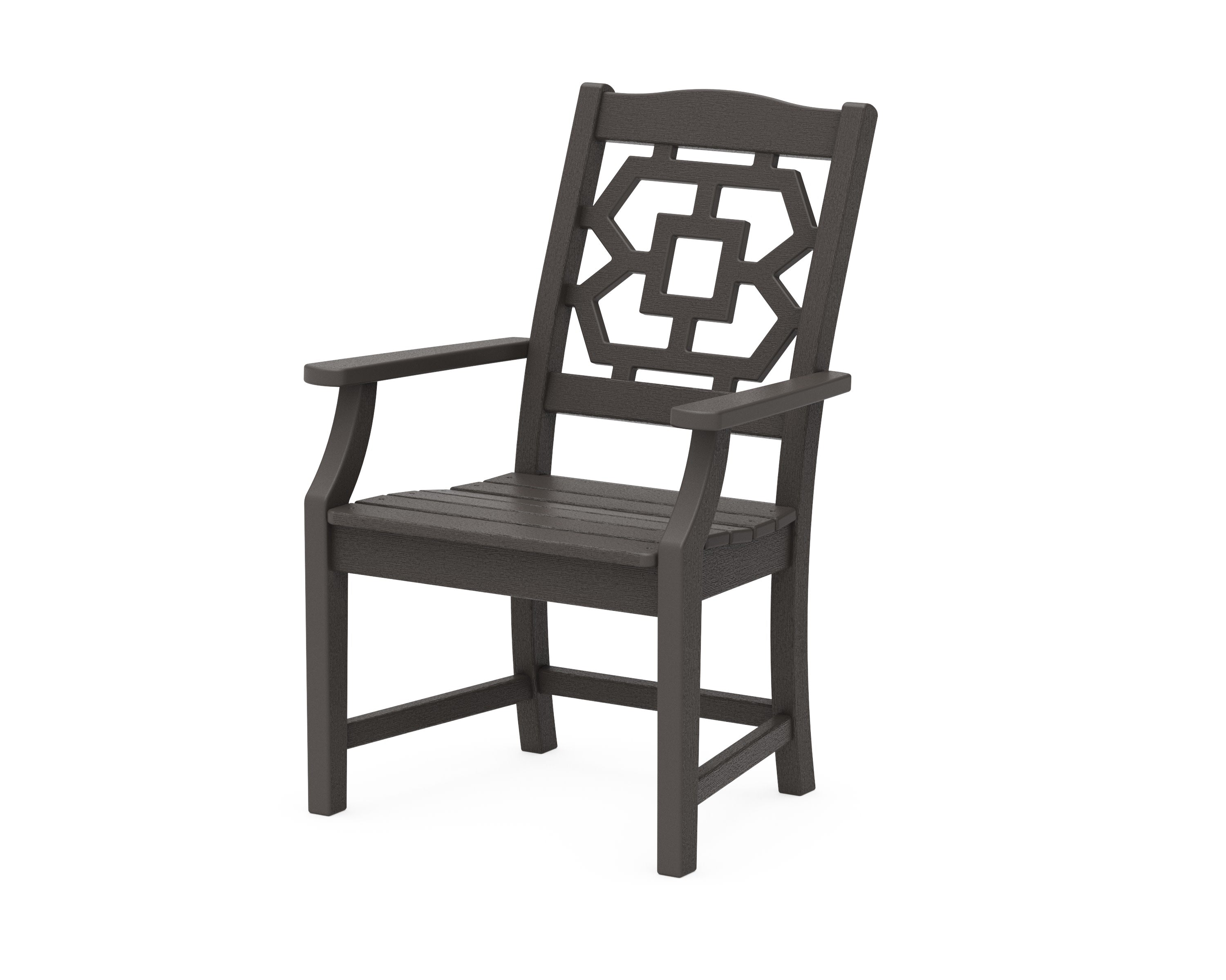 Chinoiserie Dining Arm Chair in Vintage Coffee