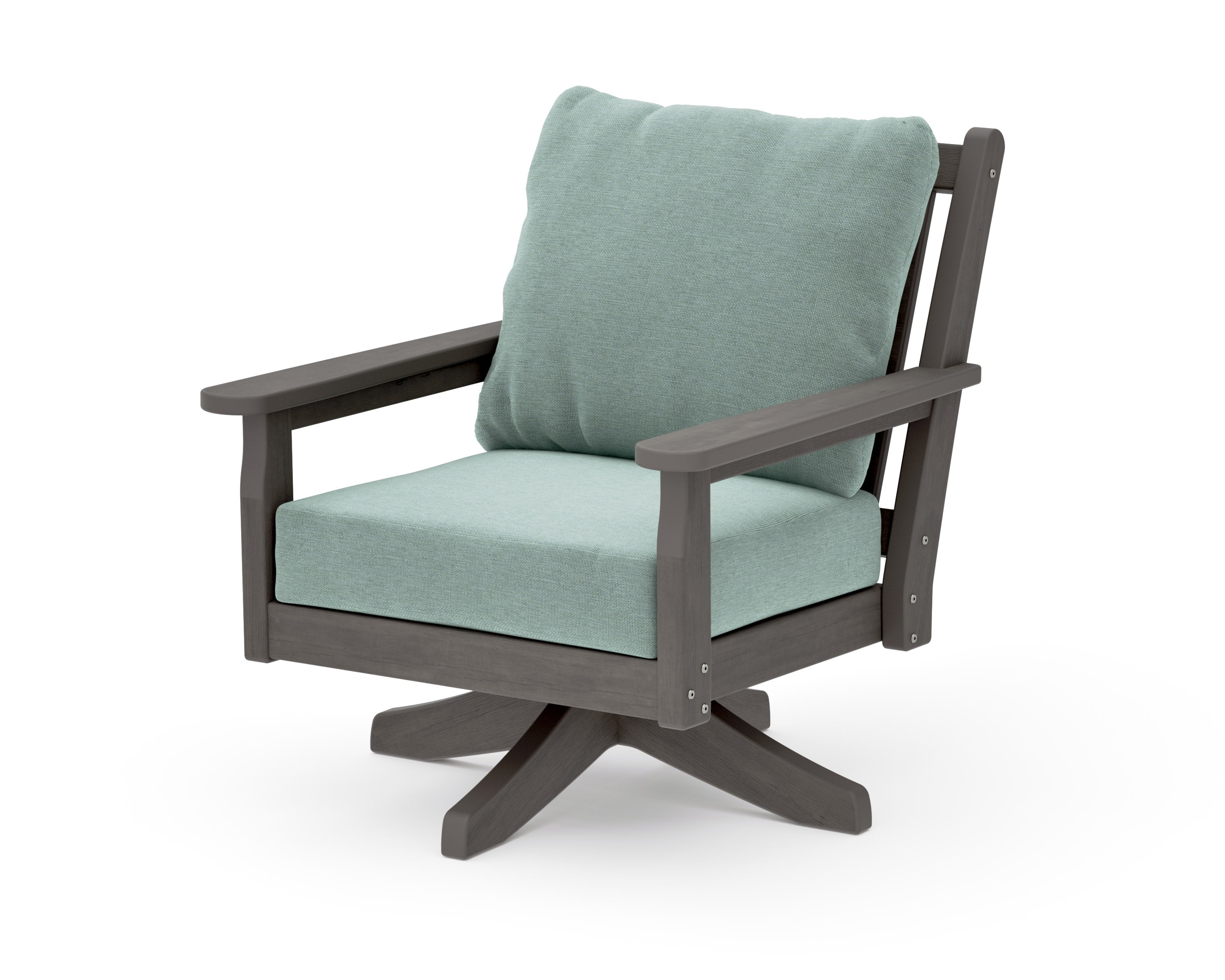 Chippendale Deep Seating Swivel Chair in Driftwood / Glacier Spa