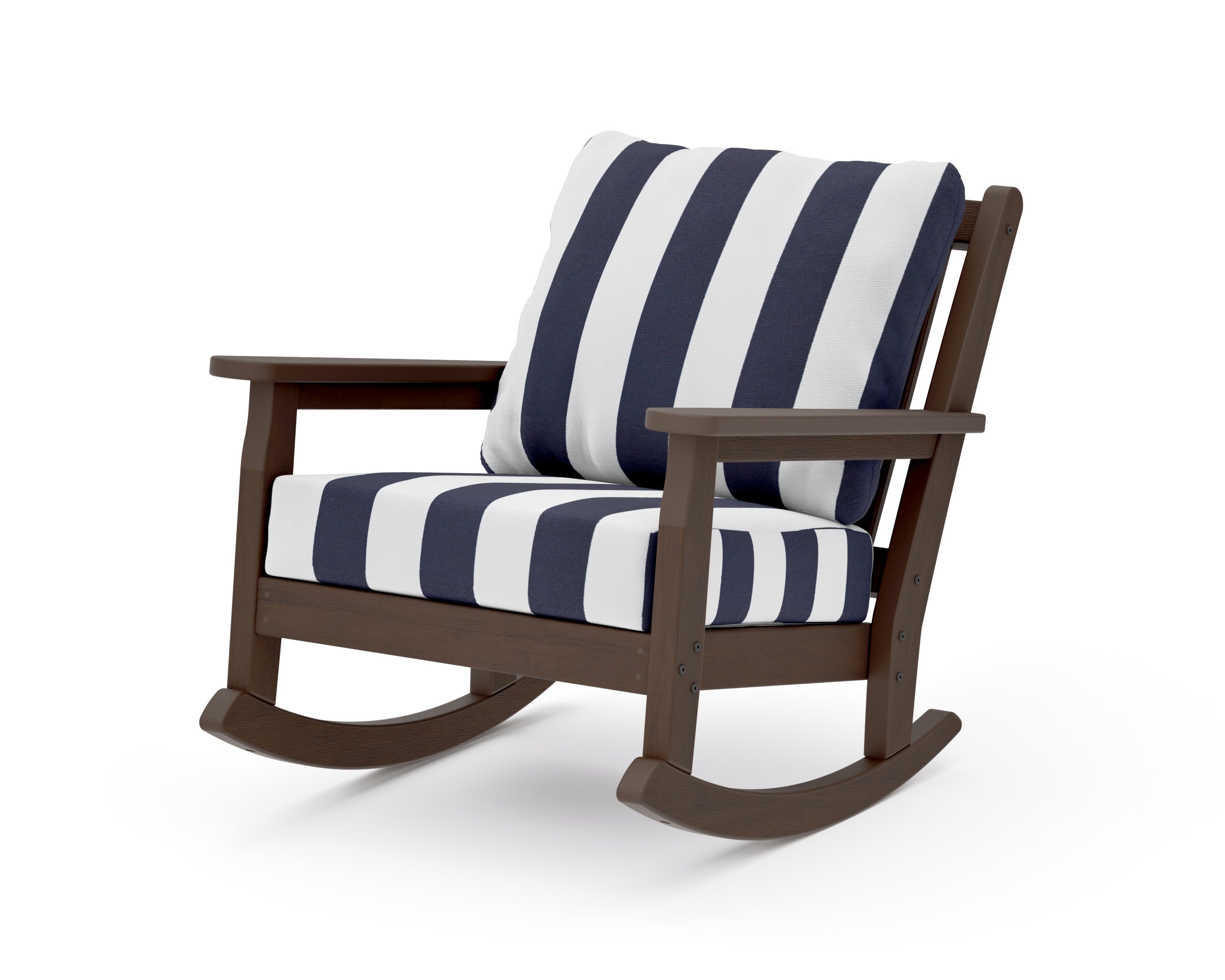 Chippendale Deep Seating Rocking Chair in Kona / Cabana Stripe Navy