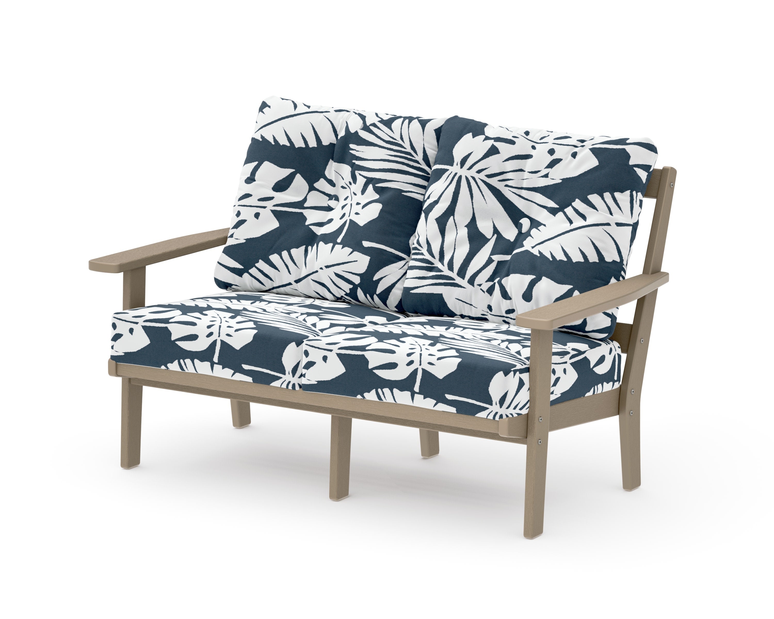 Oxford Deep SeatingLoveseat in Vintage Sahara / Leaf Marine Indigo
