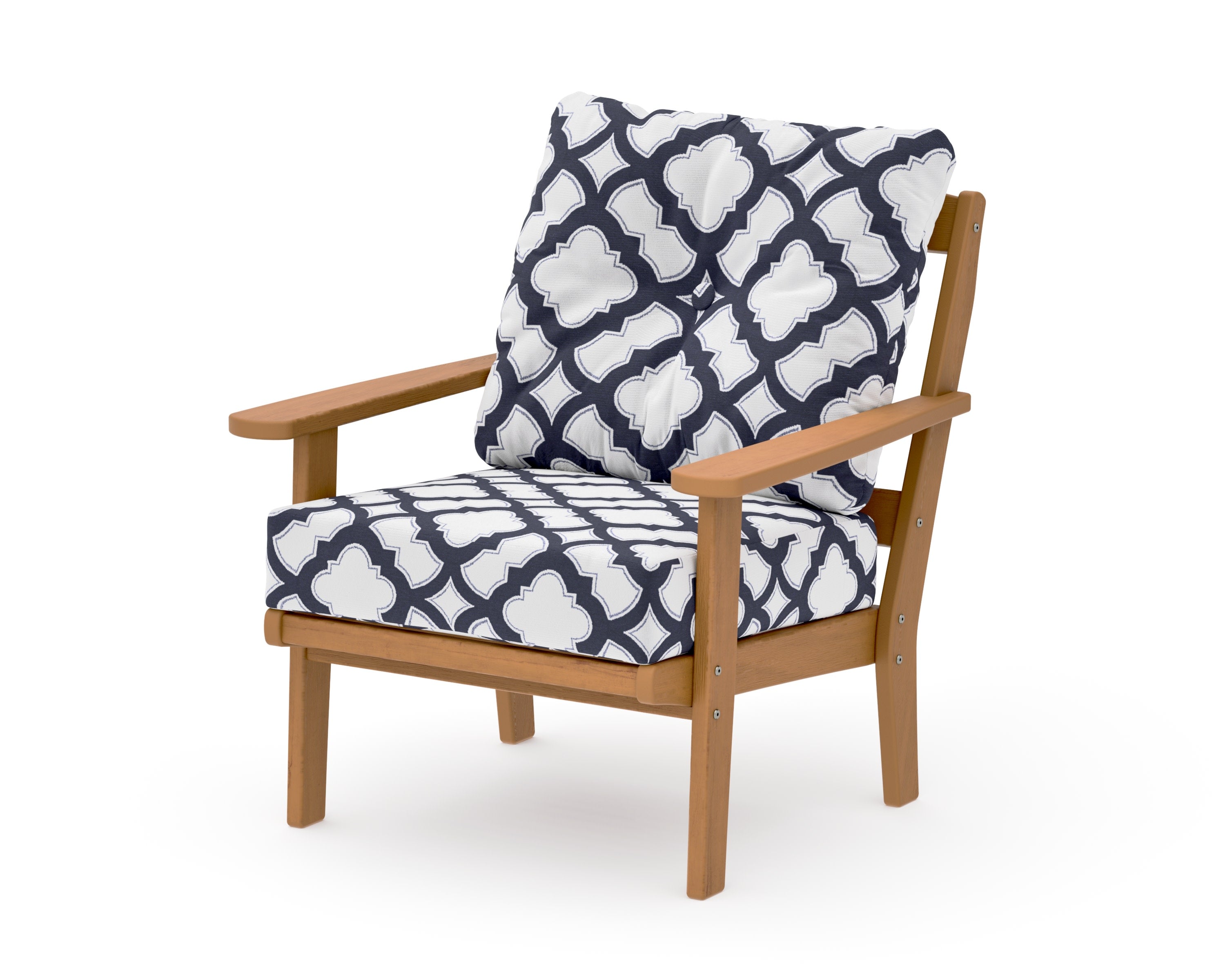 Mission Deep Seating Chair in Natural / Trellis Navy