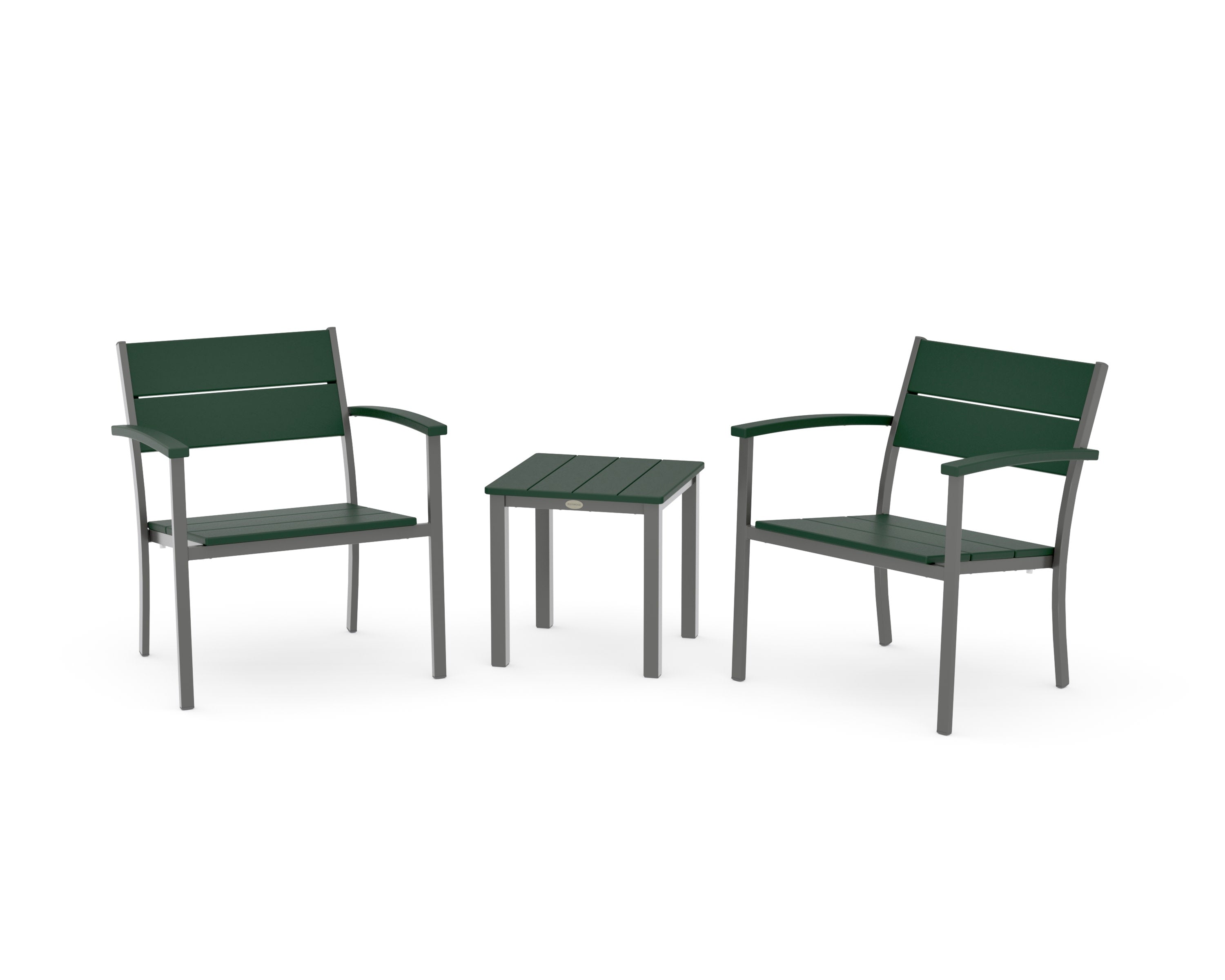 Main Street 3-Piece Lounge Chair Set in Charcoal / Green