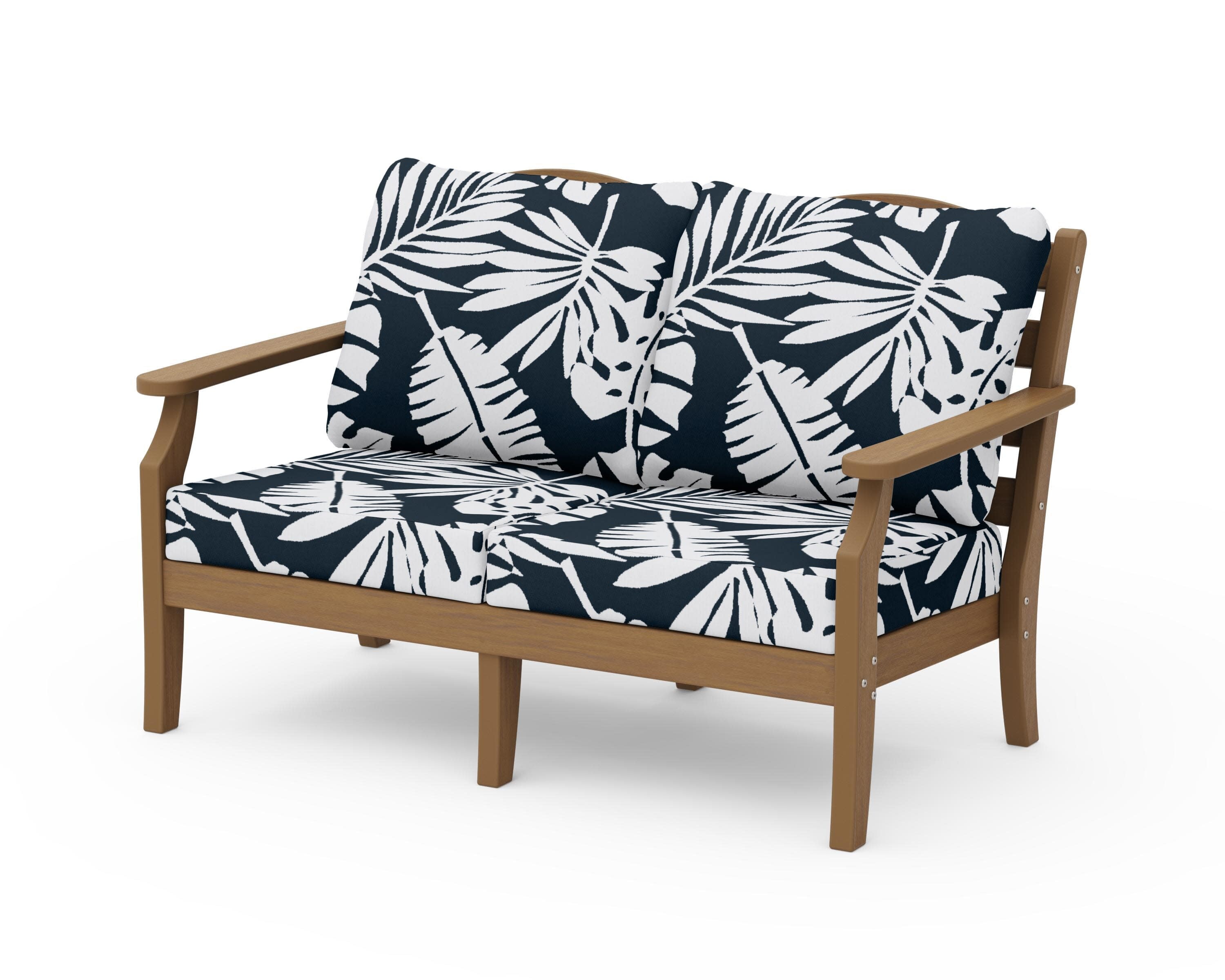 Savannah Deep Seating Loveseat in Natural / Leaf Marine Indigo