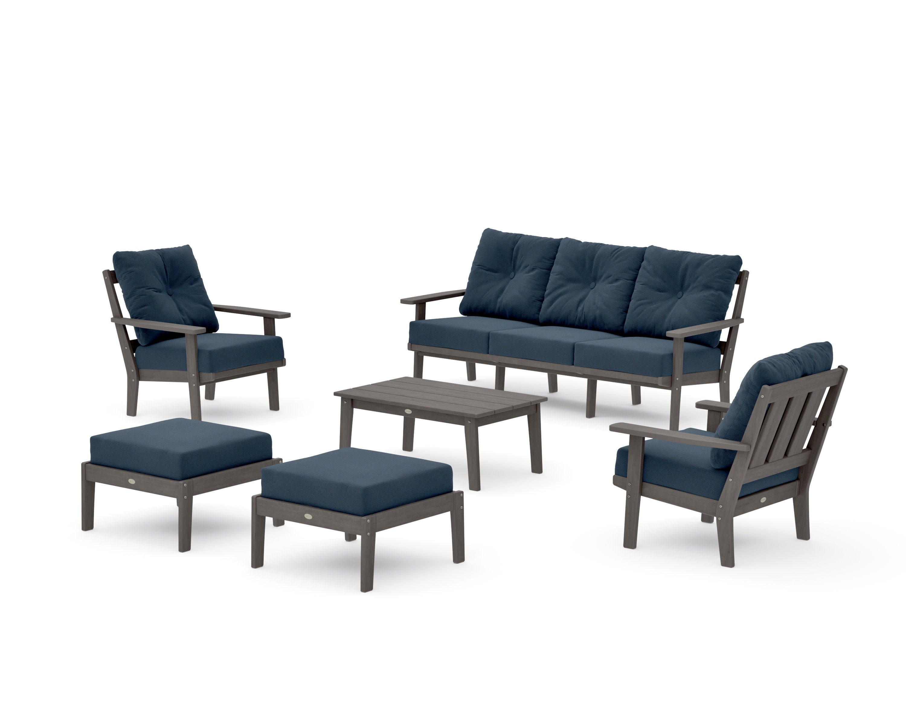 Oxford 6-Piece Lounge Sofa Set in Driftwood / Marine Indigo