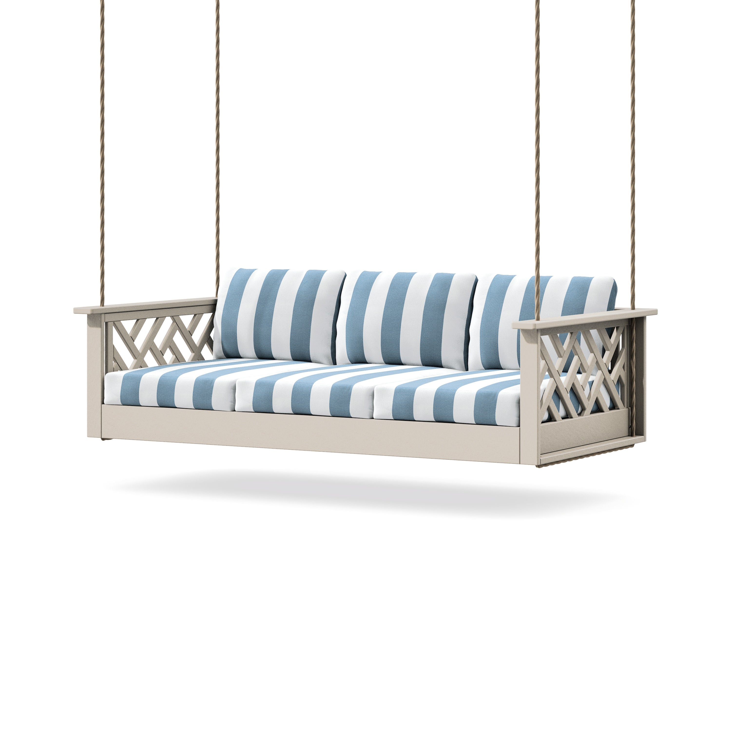 Chippendale Daybed Swing in Sand / Cabana Stripe Sky Blue
