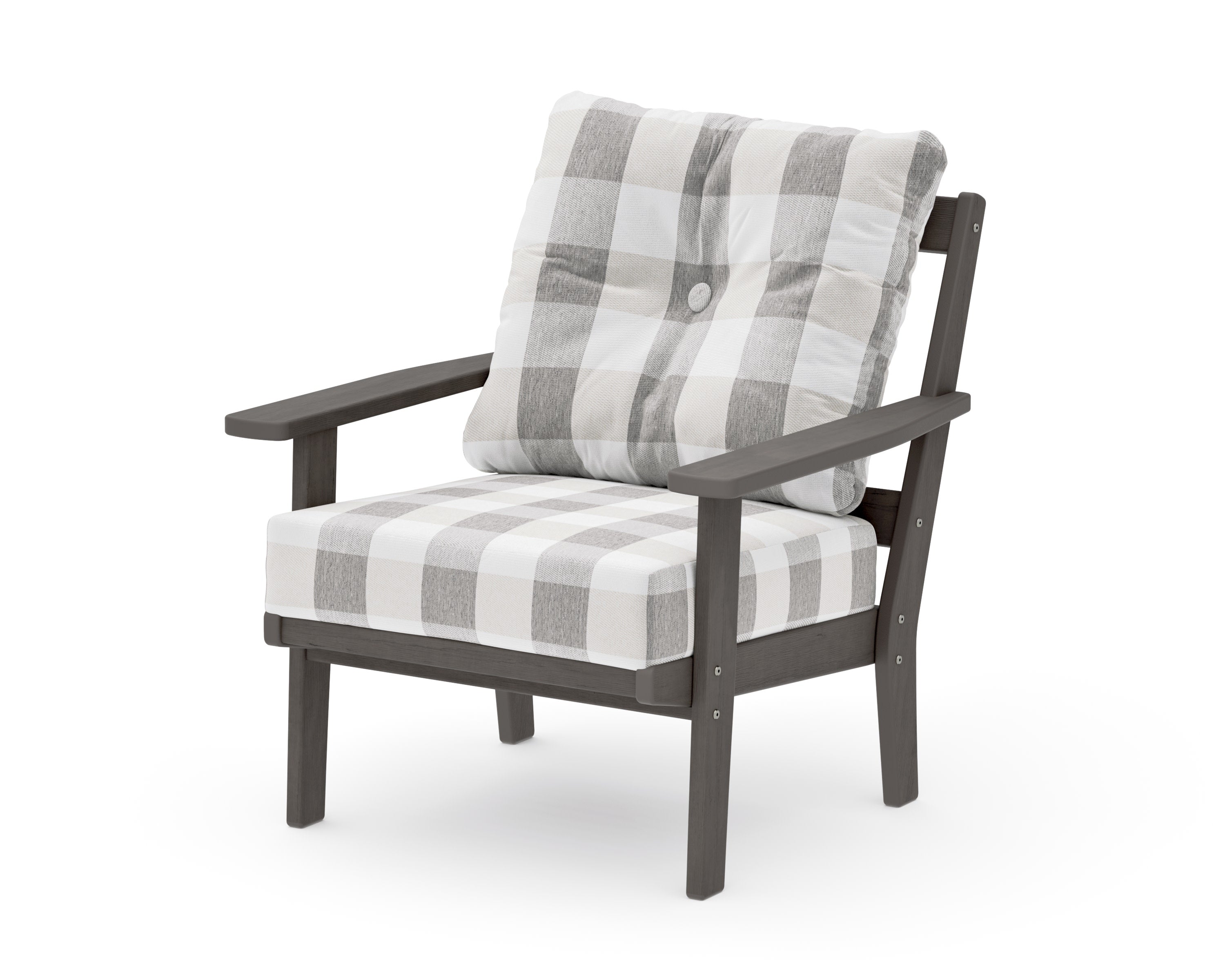 Oxford Deep Seating Chair in Driftwood / Buffalo Plaid Grey Mist