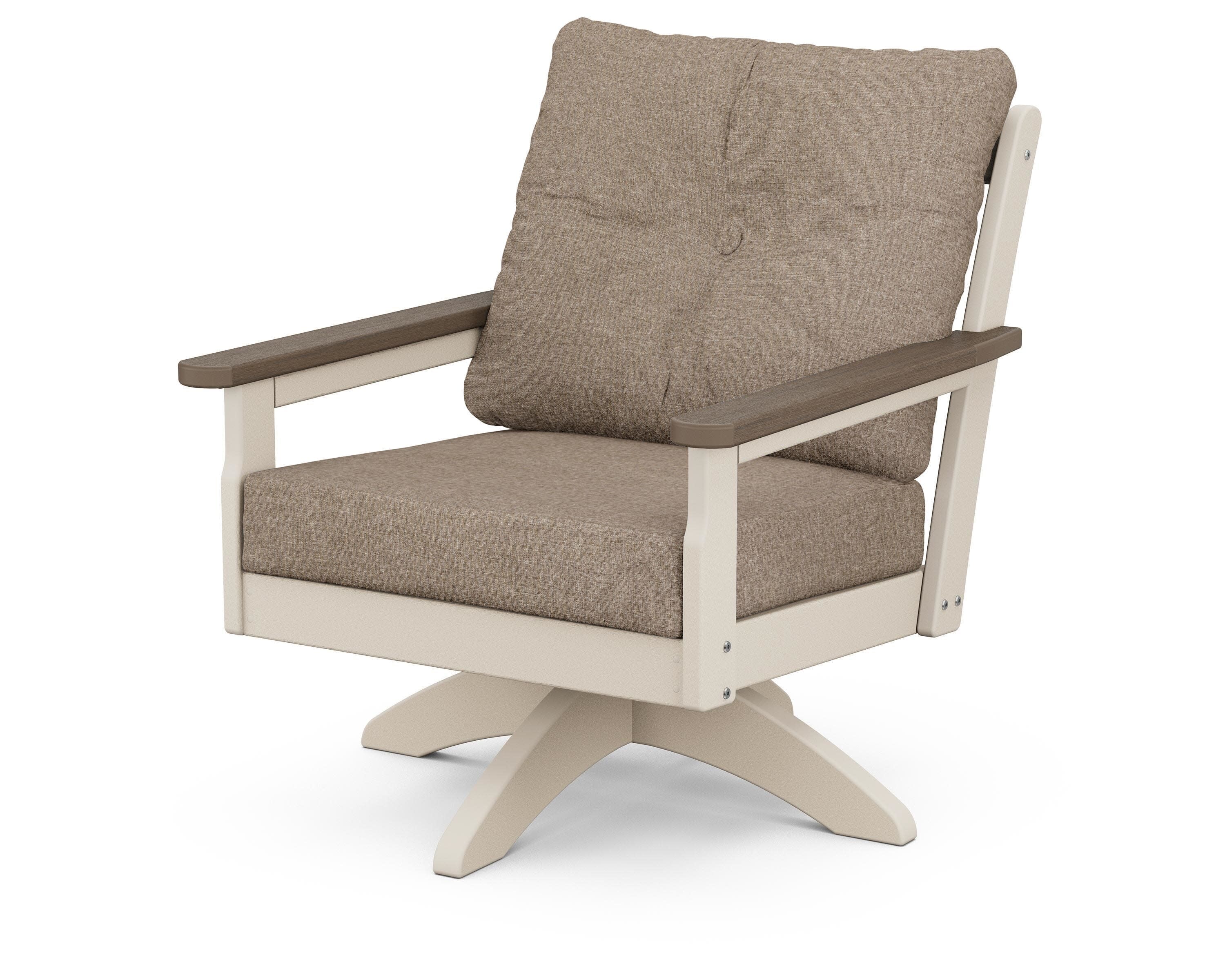 Vineyard Deep Seating Swivel Chair in Sand / Kona / Spiced Burlap