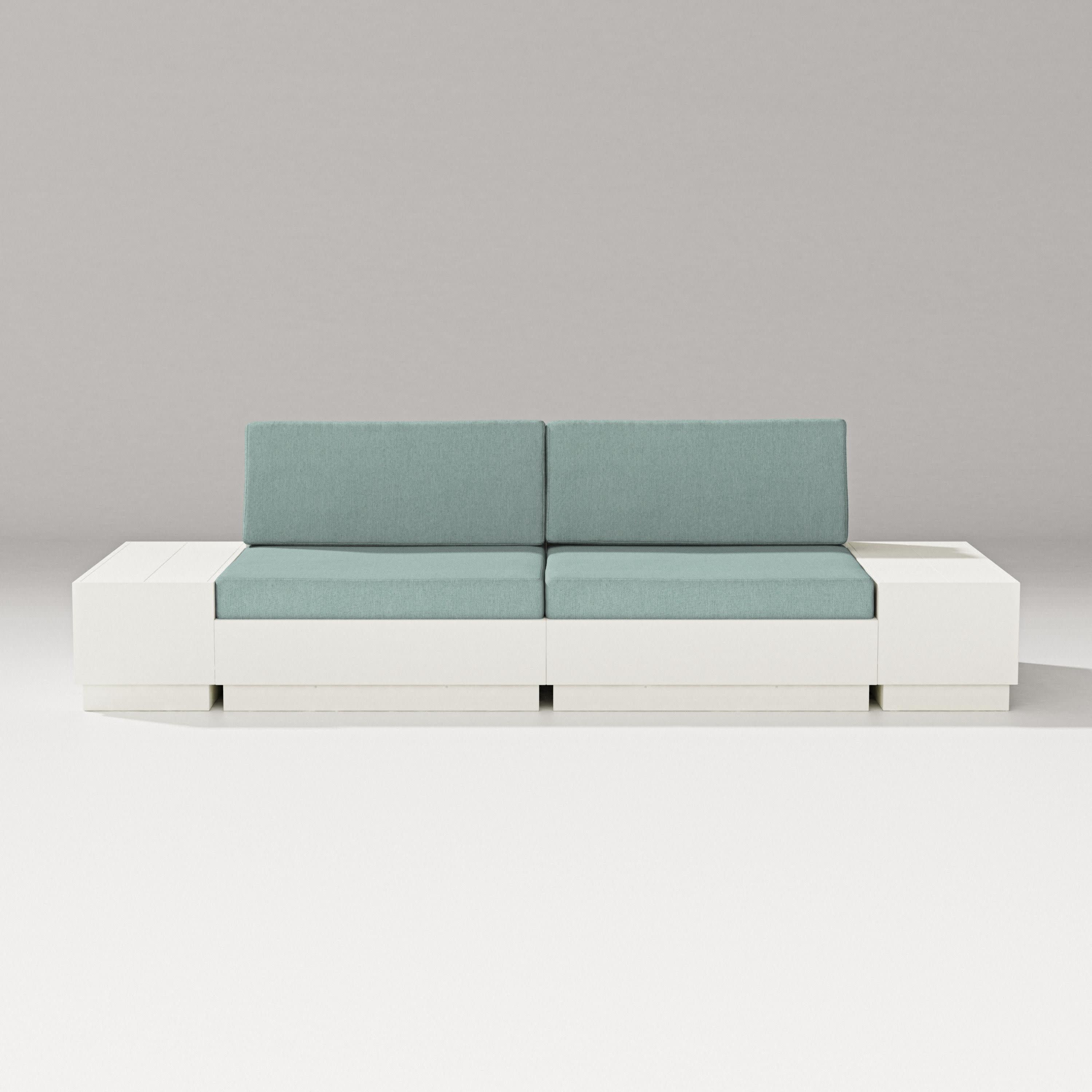 Elevate 4-Piece Loveseat Sectional in Vintage White / Glacier Spa