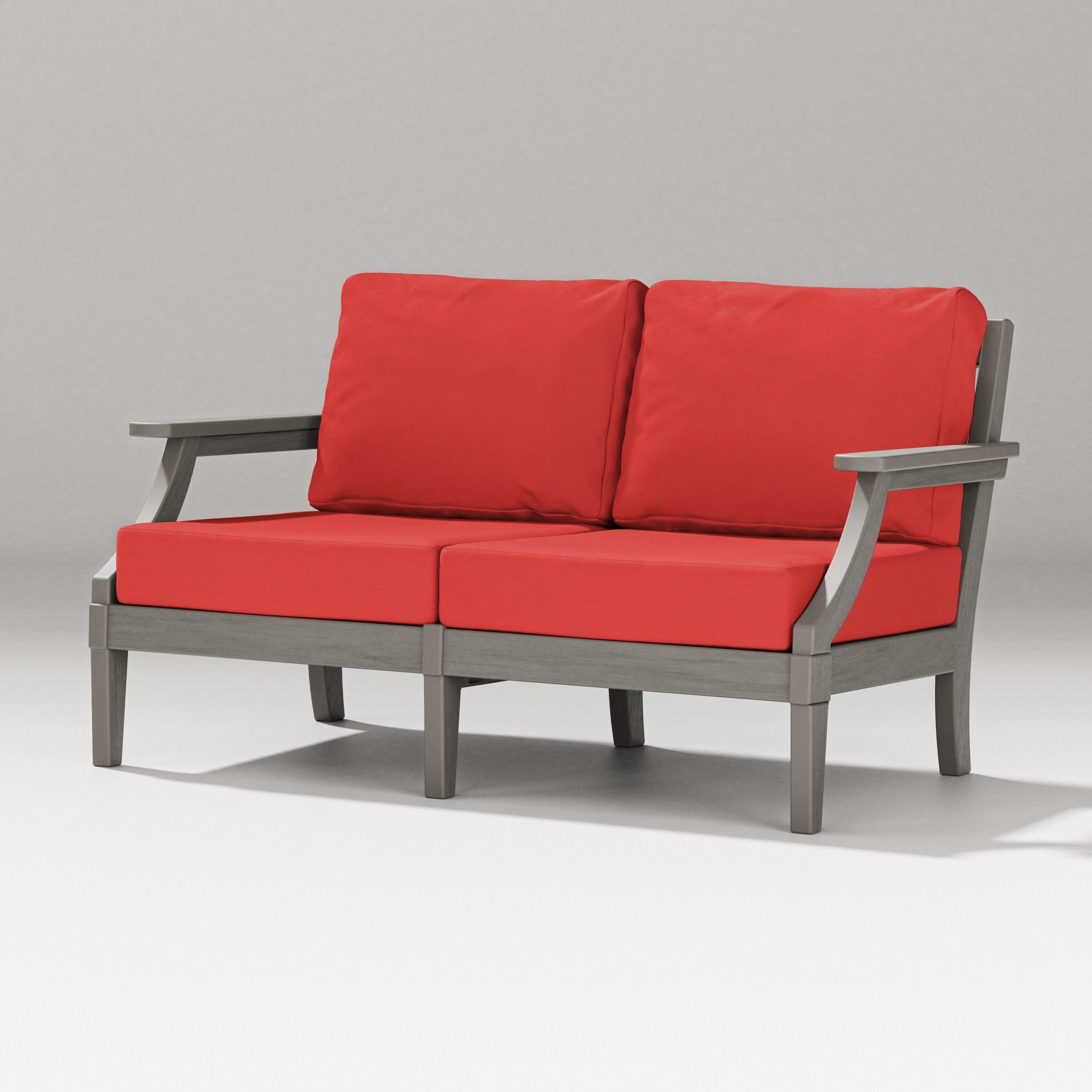 Estate Loveseat in Driftwood / Crimson Linen