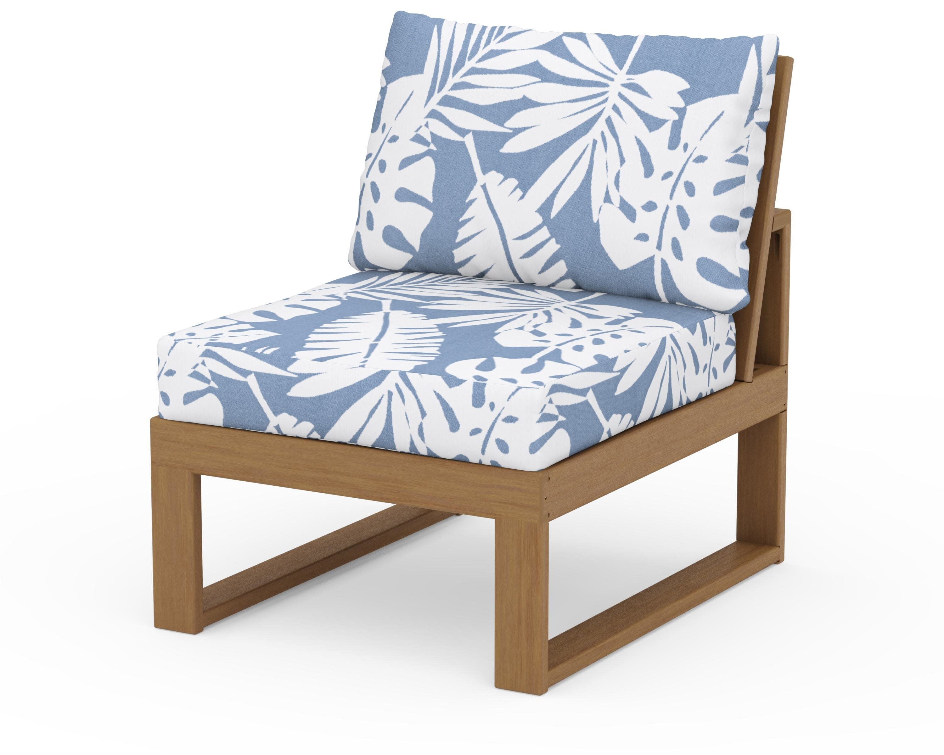 Modular Armless Chair in Natural / Leaf Sky Blue