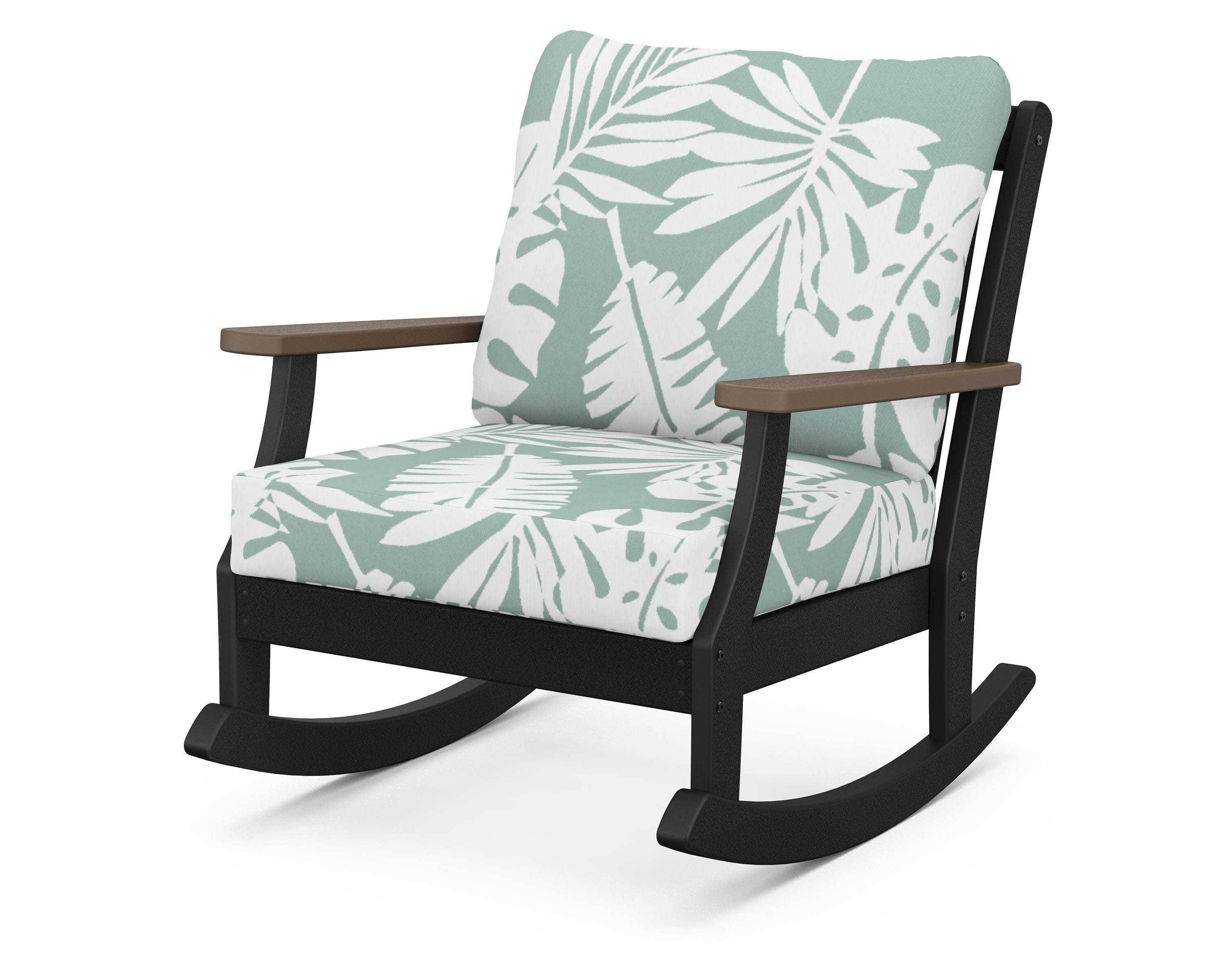Braxton Deep Seating Rocking Chair in Black / Kona / Leaf Glacier Spa