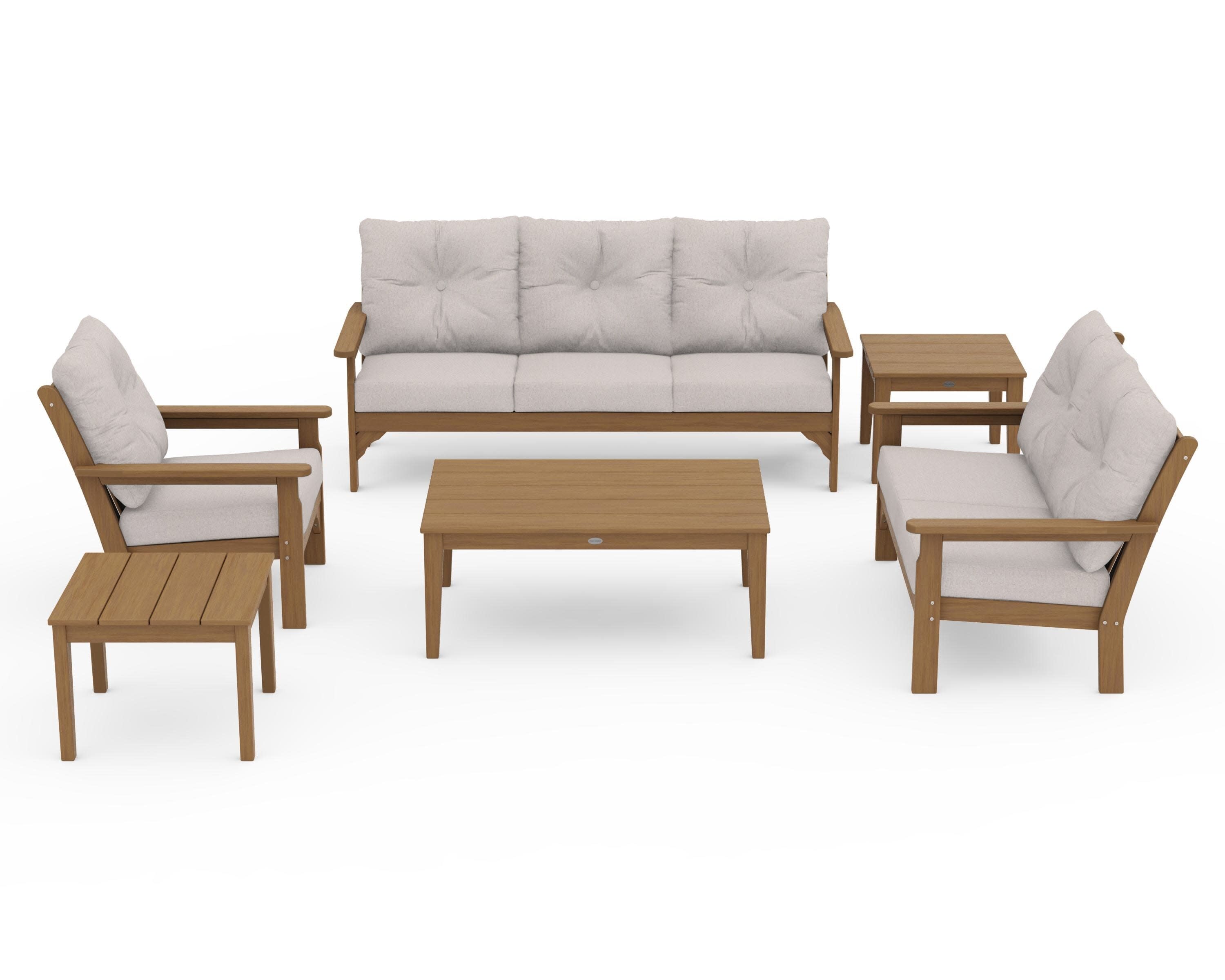 Vineyard 6-Piece Deep Seating Set in Natural / Dune Burlap