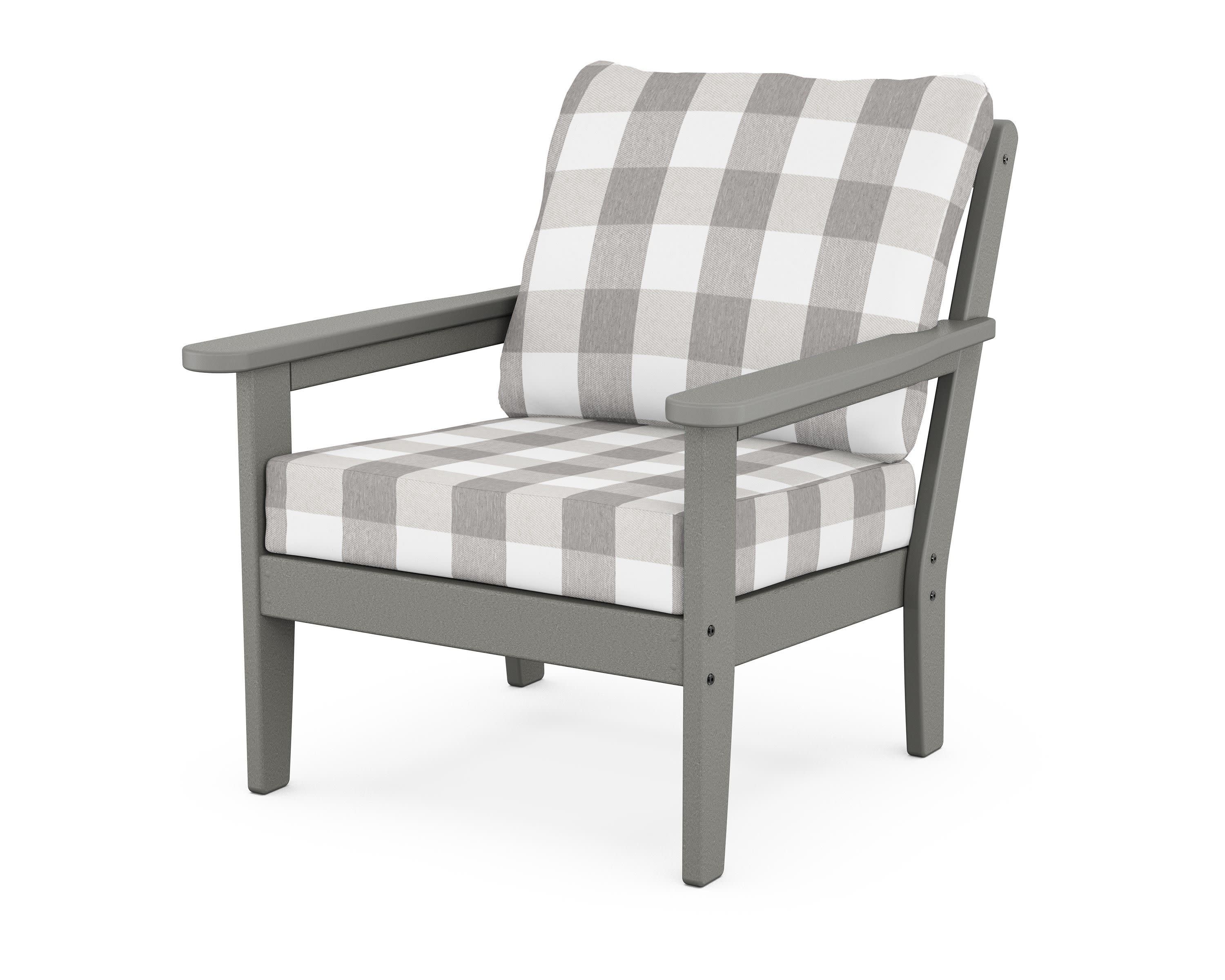 Cottage Deep Seating Chair in Slate Grey / Buffalo Plaid Grey Mist