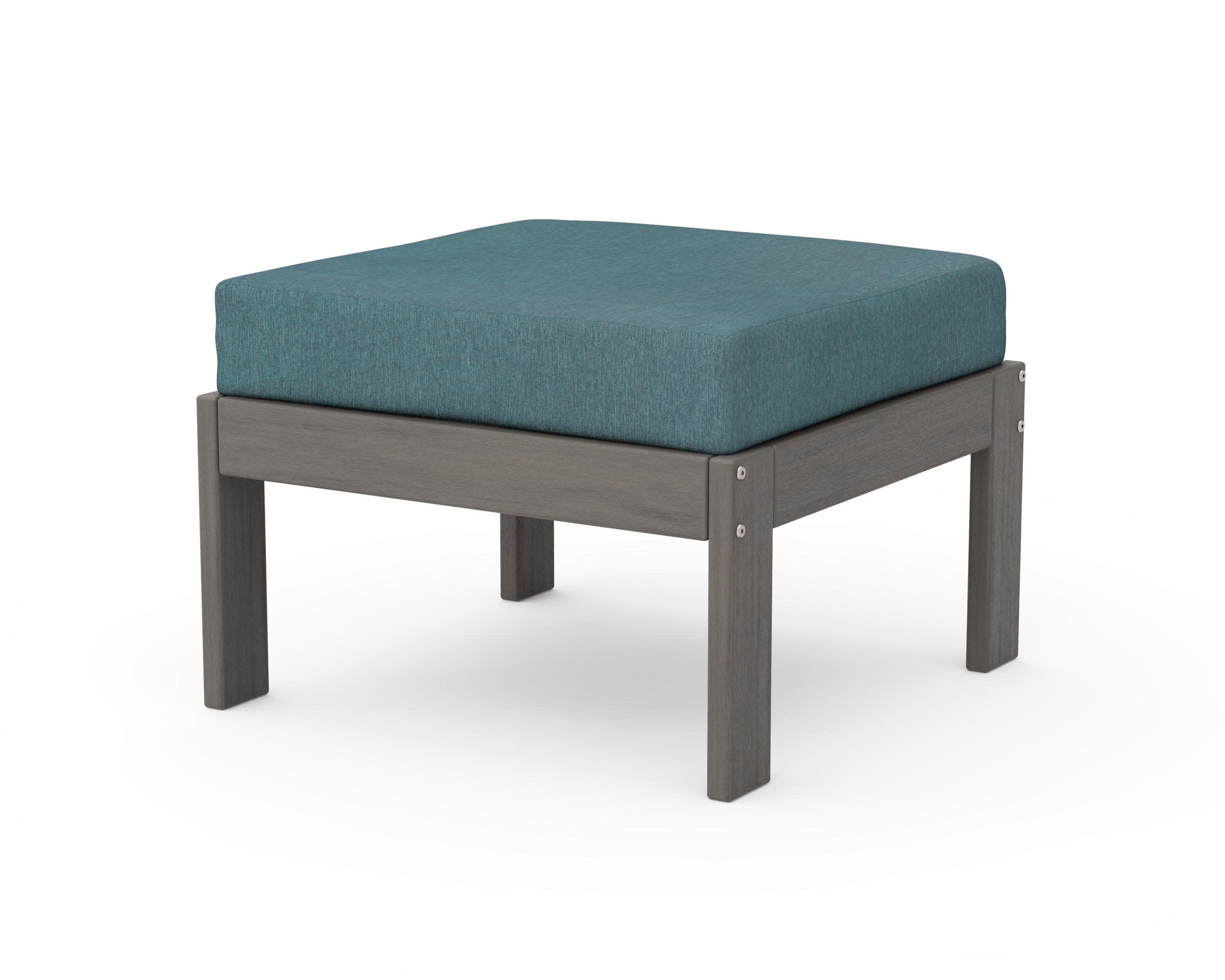Vineyard Modular Ottoman in Driftwood / Ocean Teal