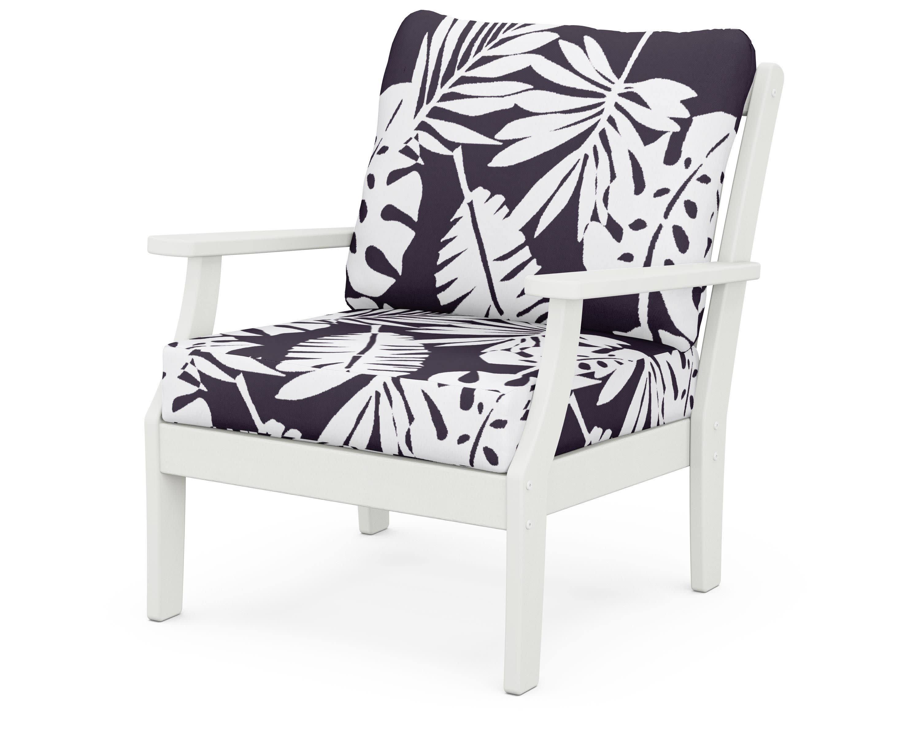 Braxton Deep Seating Chair in Vintage White / Leaf Navy