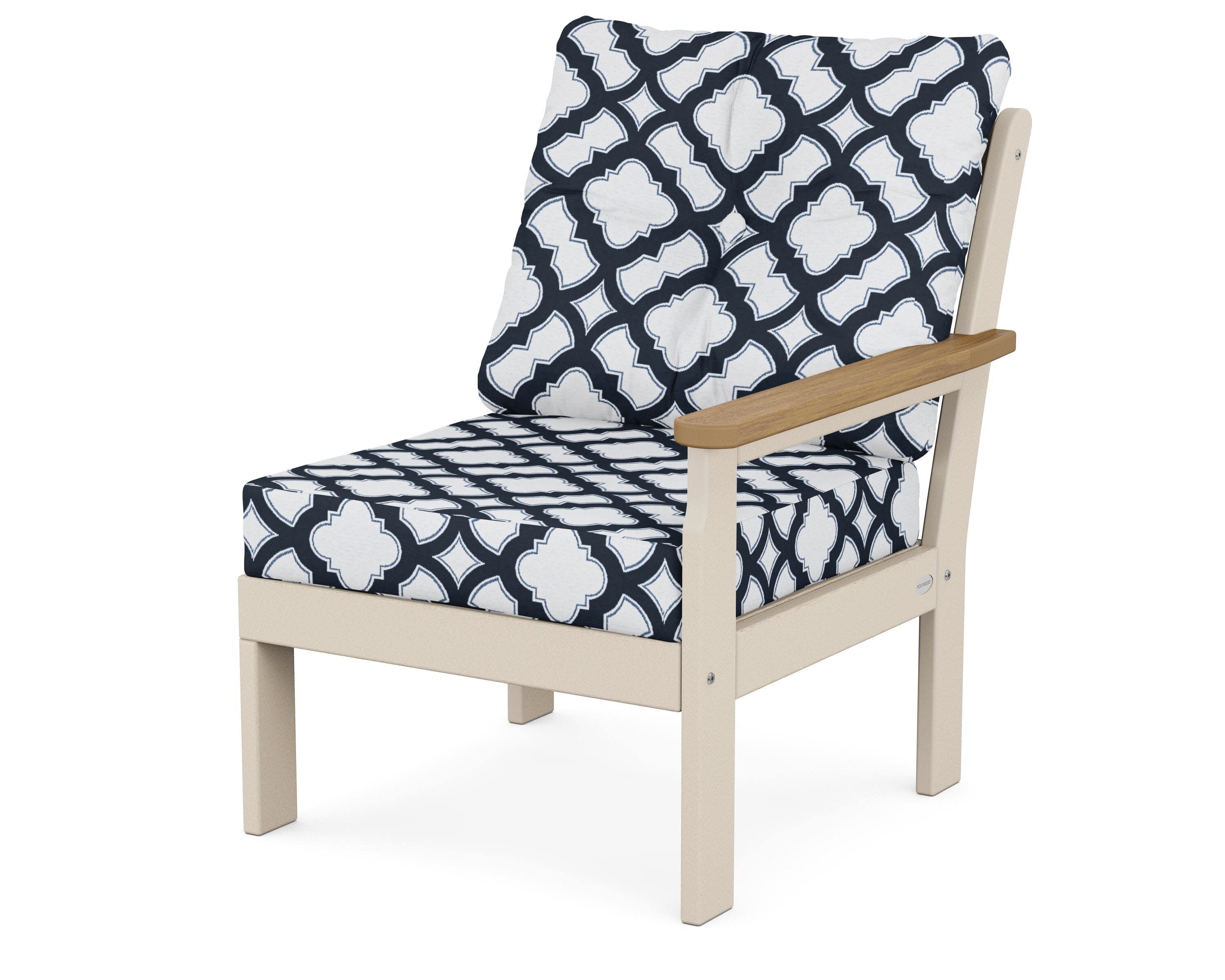 Vineyard Modular Right Arm Chair in Sand / Natural / Trellis Marine Indigo