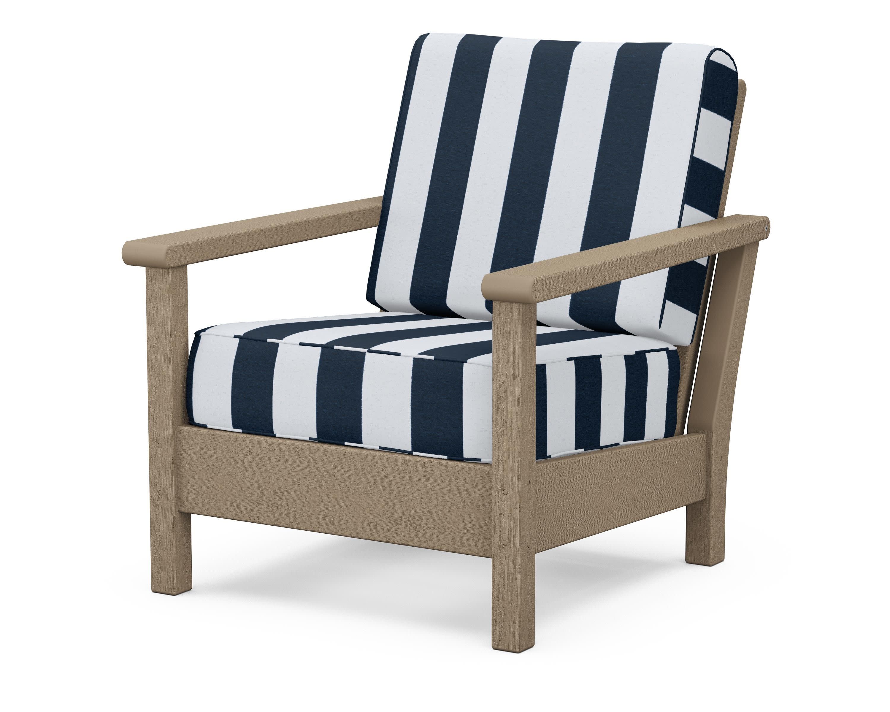Harbour Deep Seating Chair in Vintage Sahara / Cabana Stripe Marine Indigo
