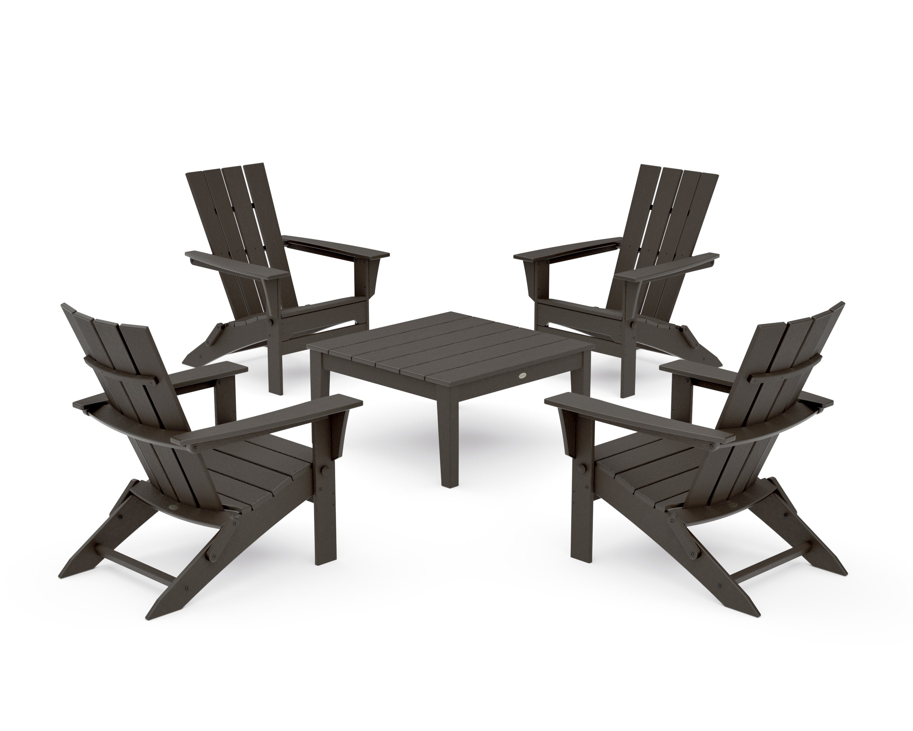 Quattro Folding Chair 5-Piece Conversation Set in Vintage Coffee