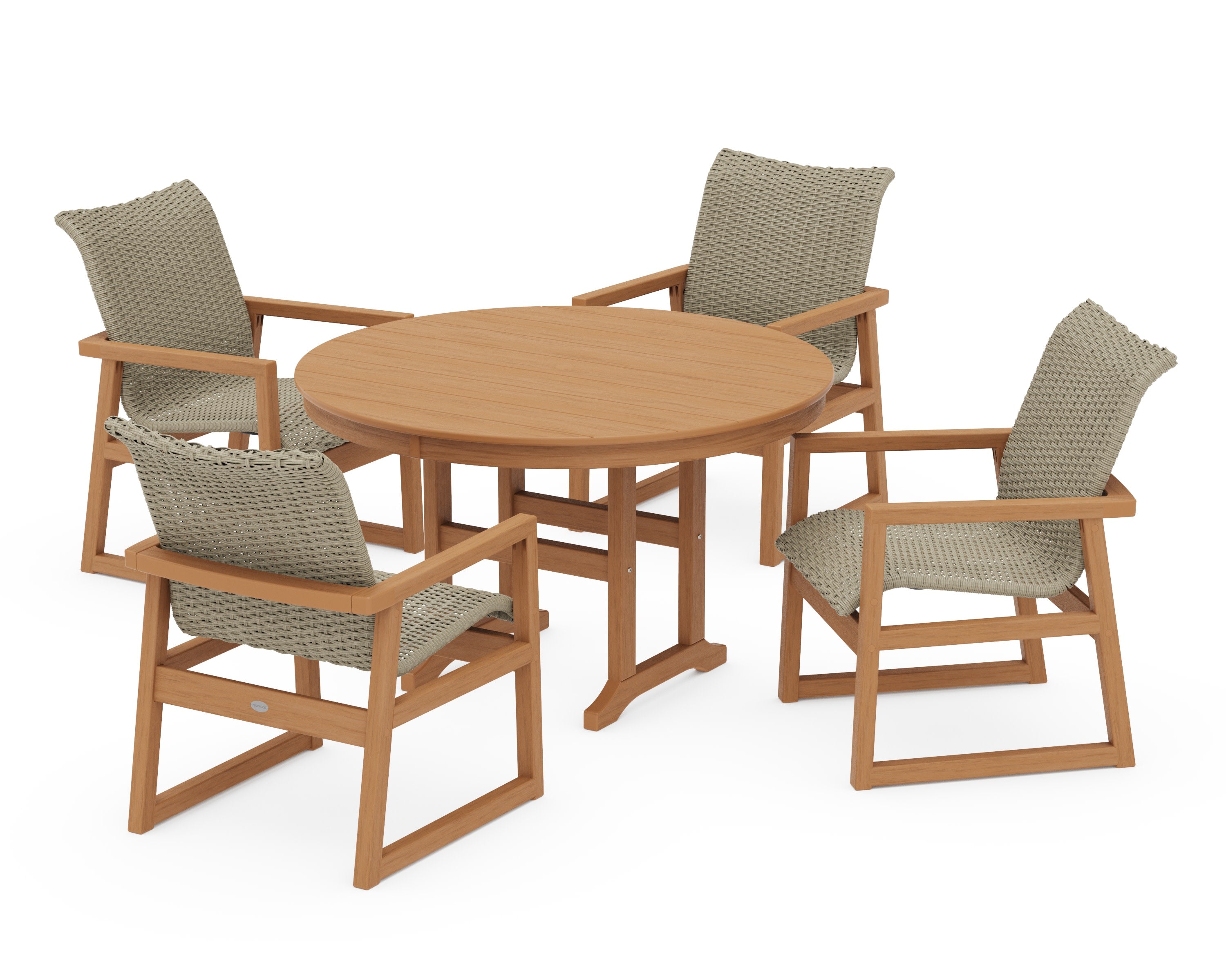 EDGE Woven 5-Piece Round Farmhouse Dining Set in Natural / Dune Grass