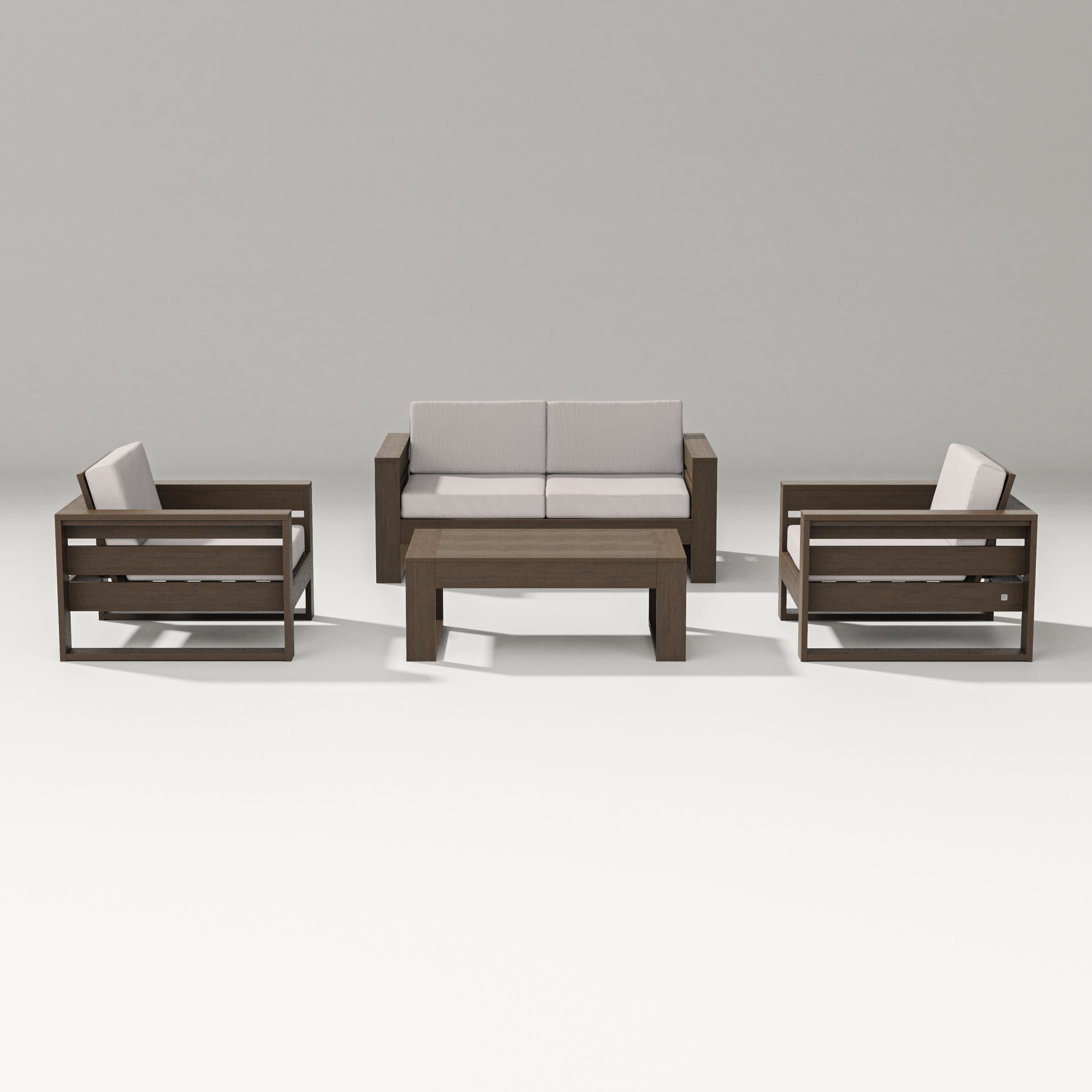 Latitude 4-Piece Lounge Loveseat Set in Kona / Dune Burlap