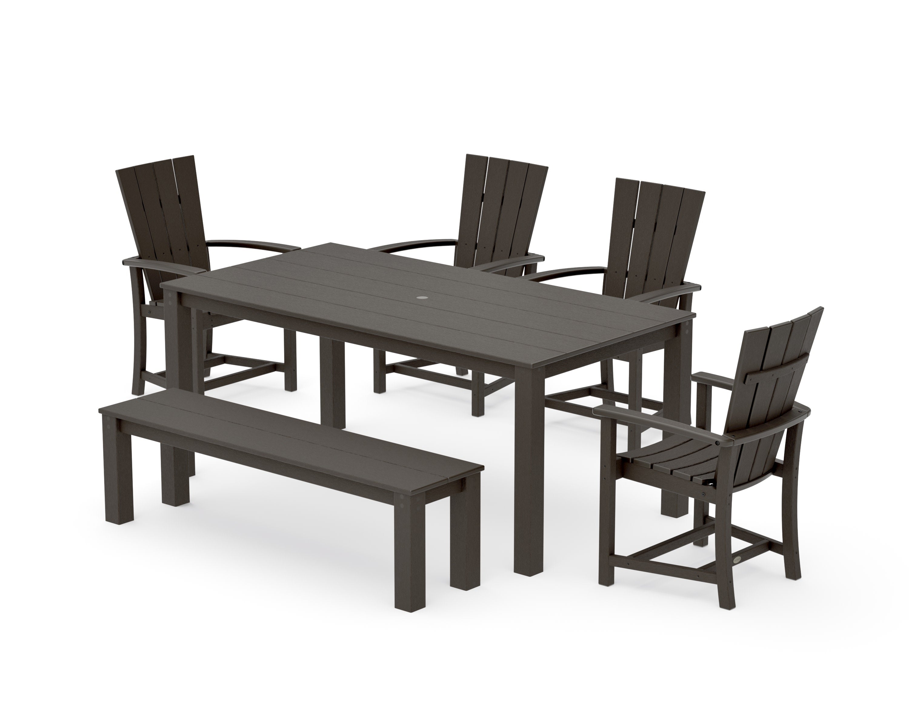 Quattro 6-Piece Parsons Dining Set with Bench in Vintage Coffee