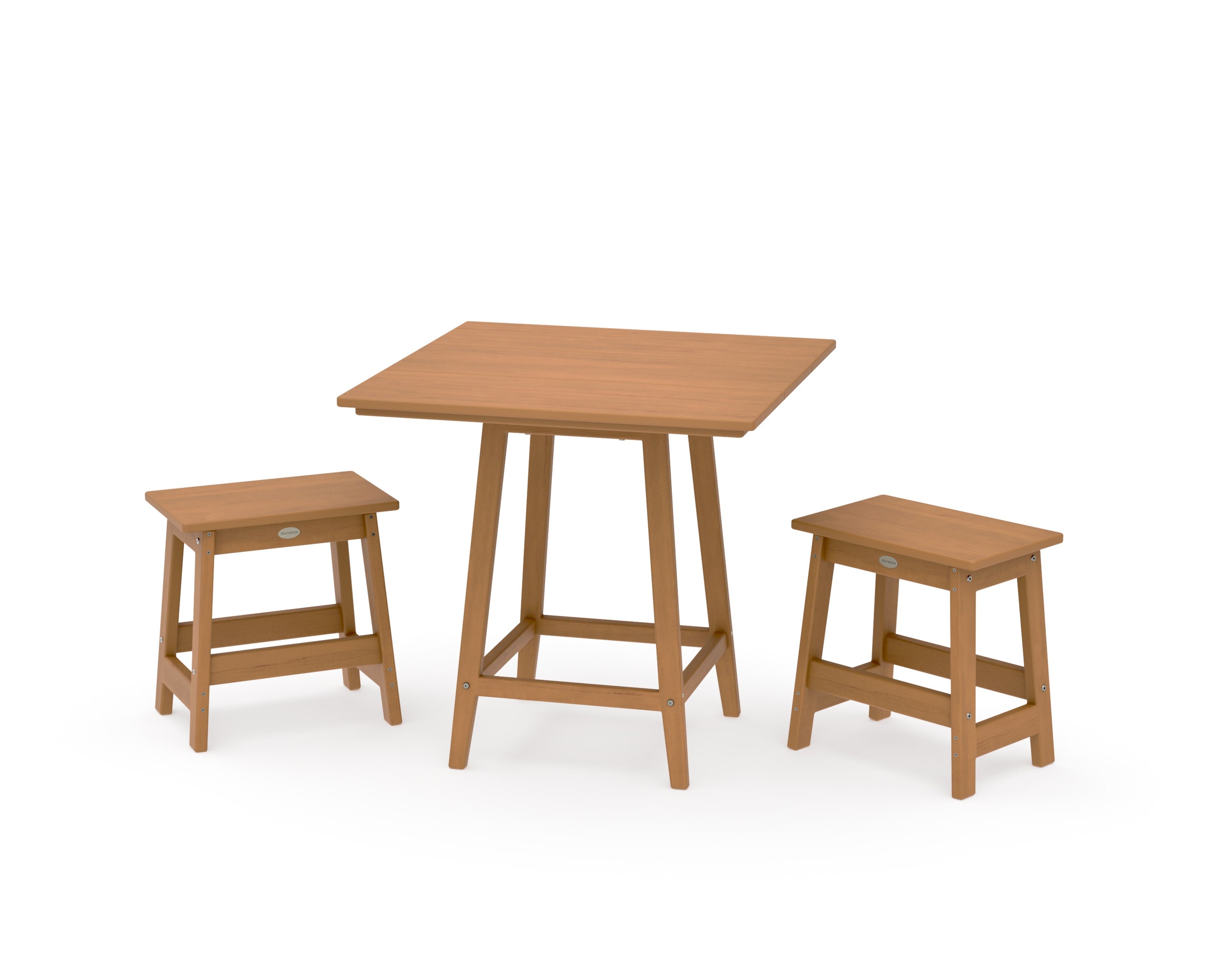 Modern Studio Stool 3-Piece Square Bistro Set in Natural