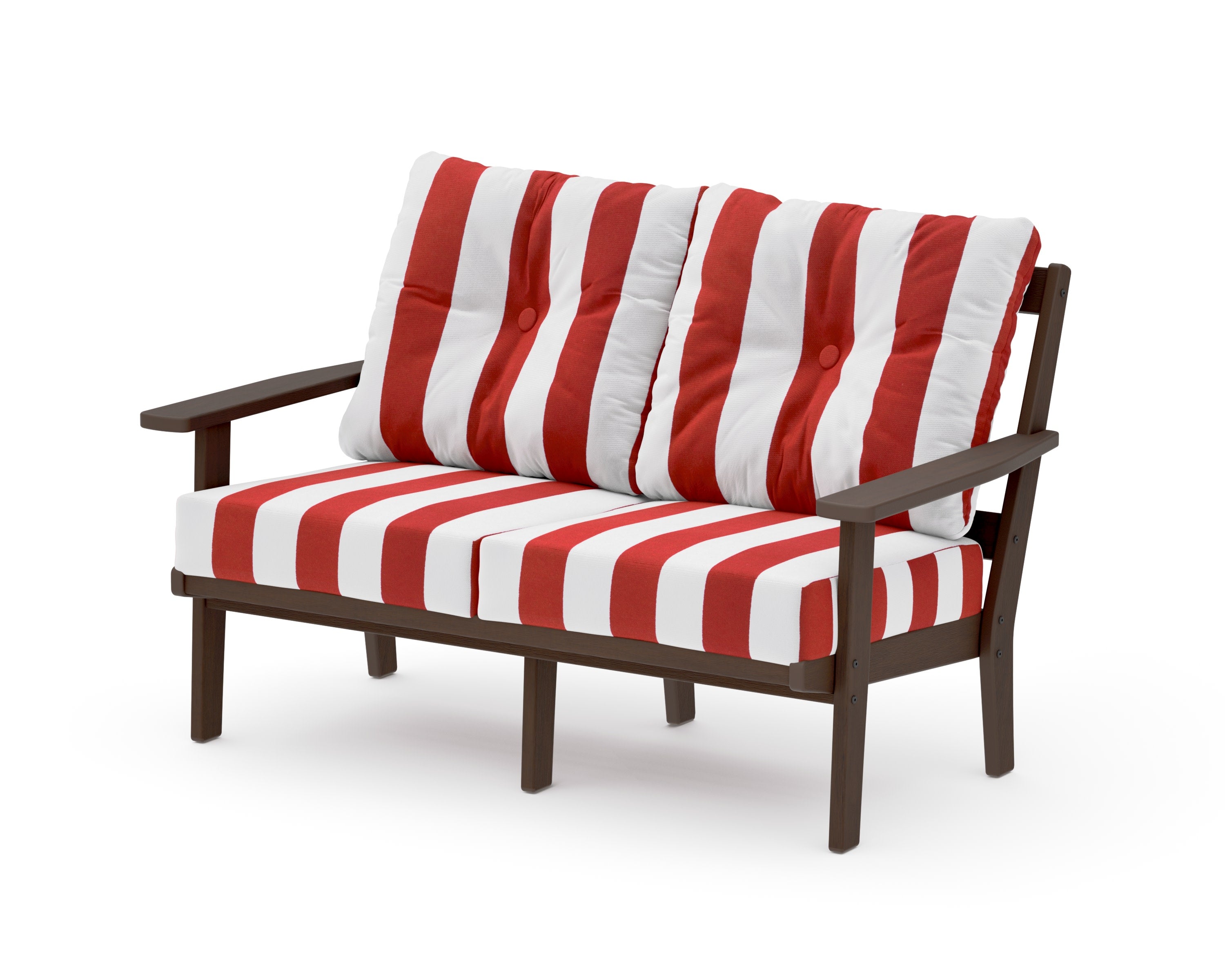 Oxford Deep SeatingLoveseat in Kona / Cabana Stripe Crimson