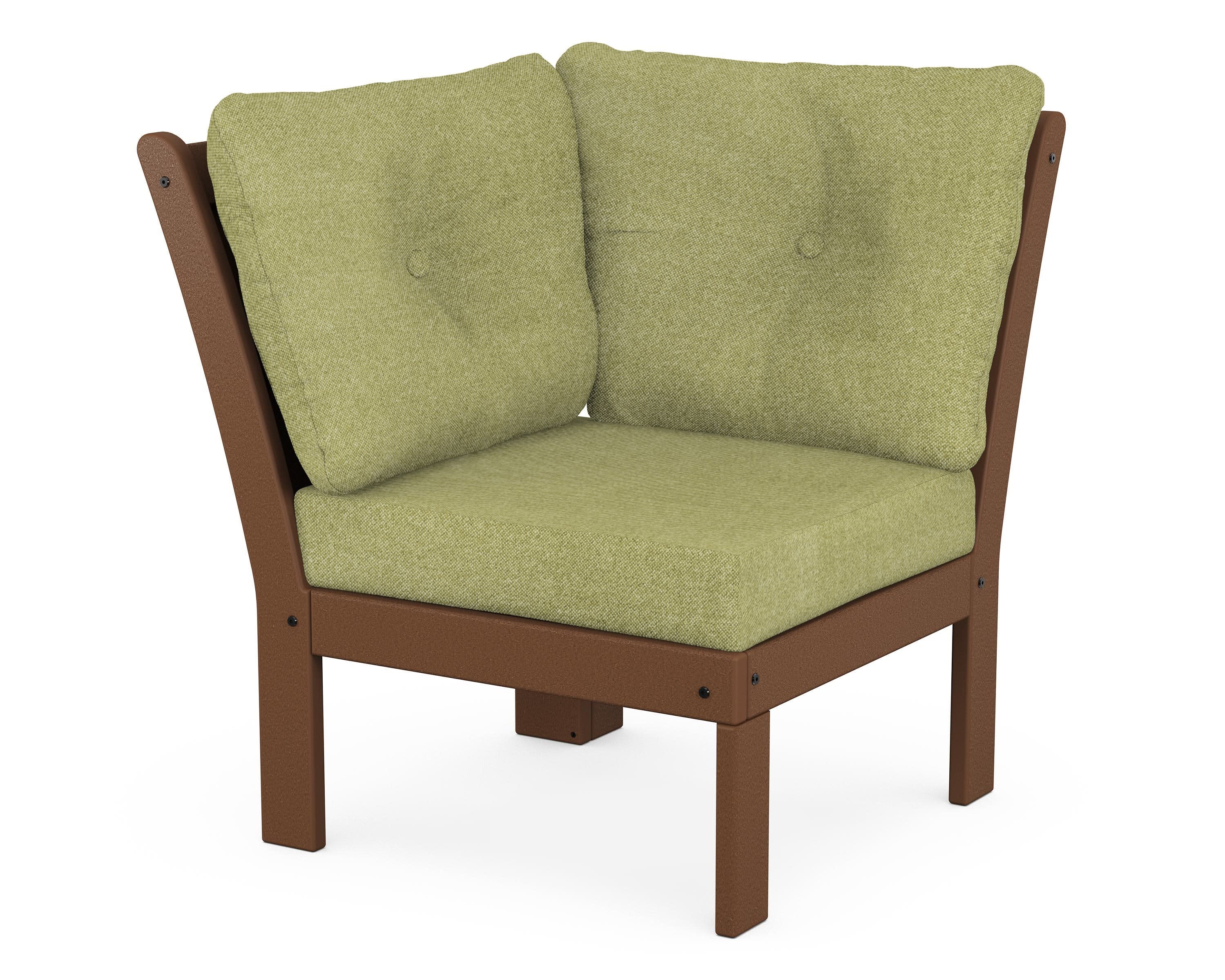 Vineyard Modular Corner Chair in Teak / Chartreuse Boucle