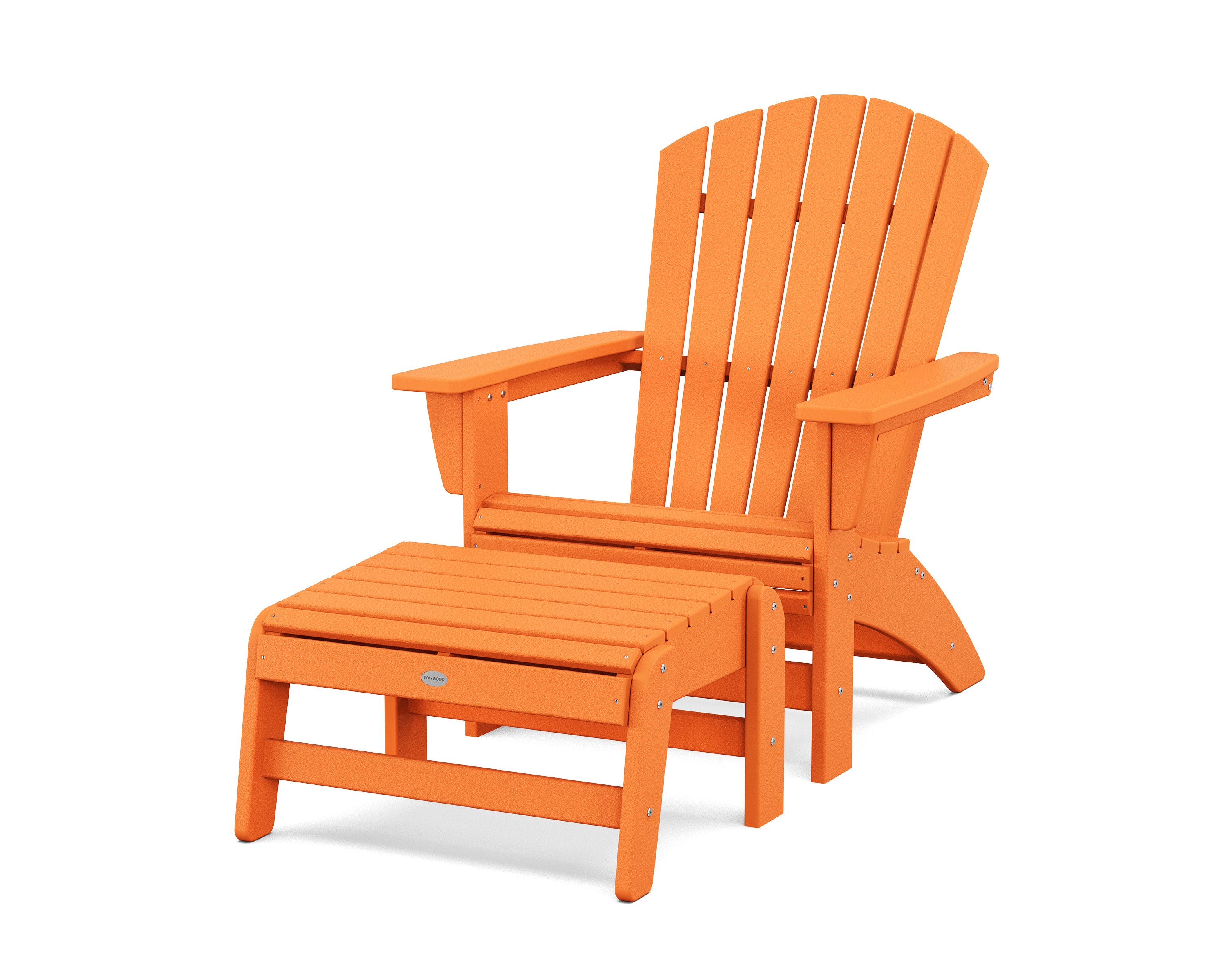 Nautical Grand Adirondack Chair with Ottoman in Tangerine