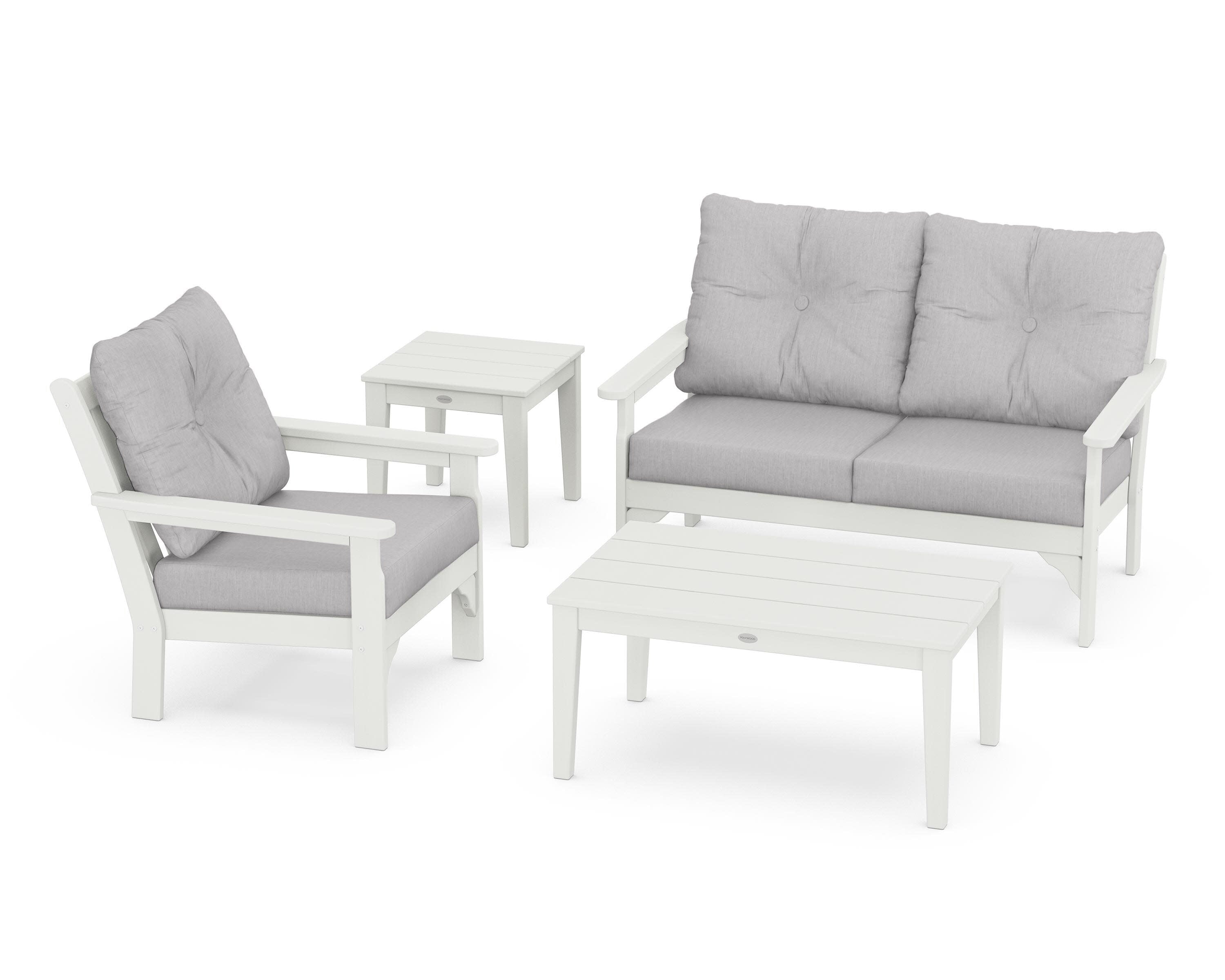 Vineyard 4-Piece Deep Seating Set in Vintage White / Granite