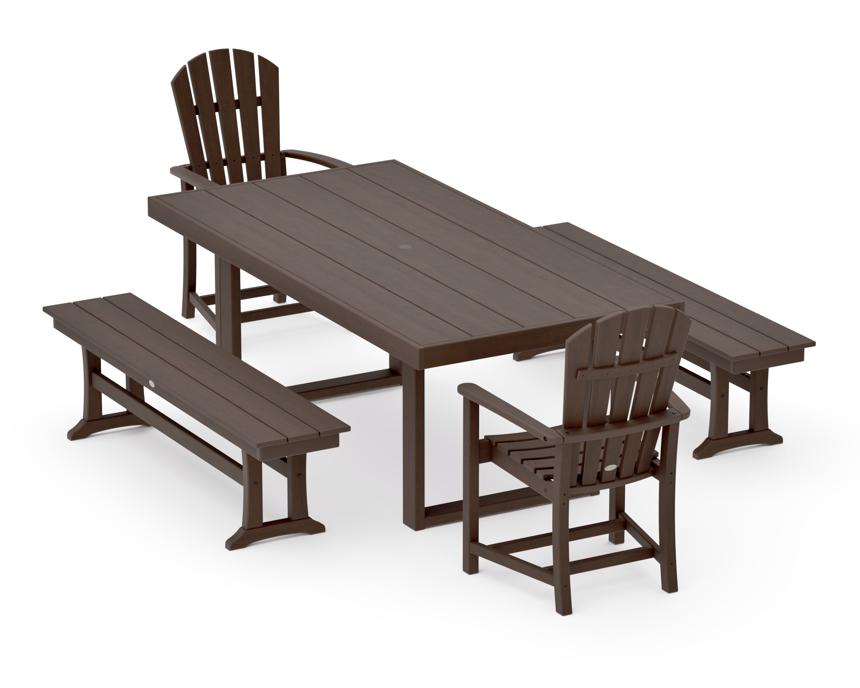 Palm Coast 5-Piece Dining Set with Benches in Kona