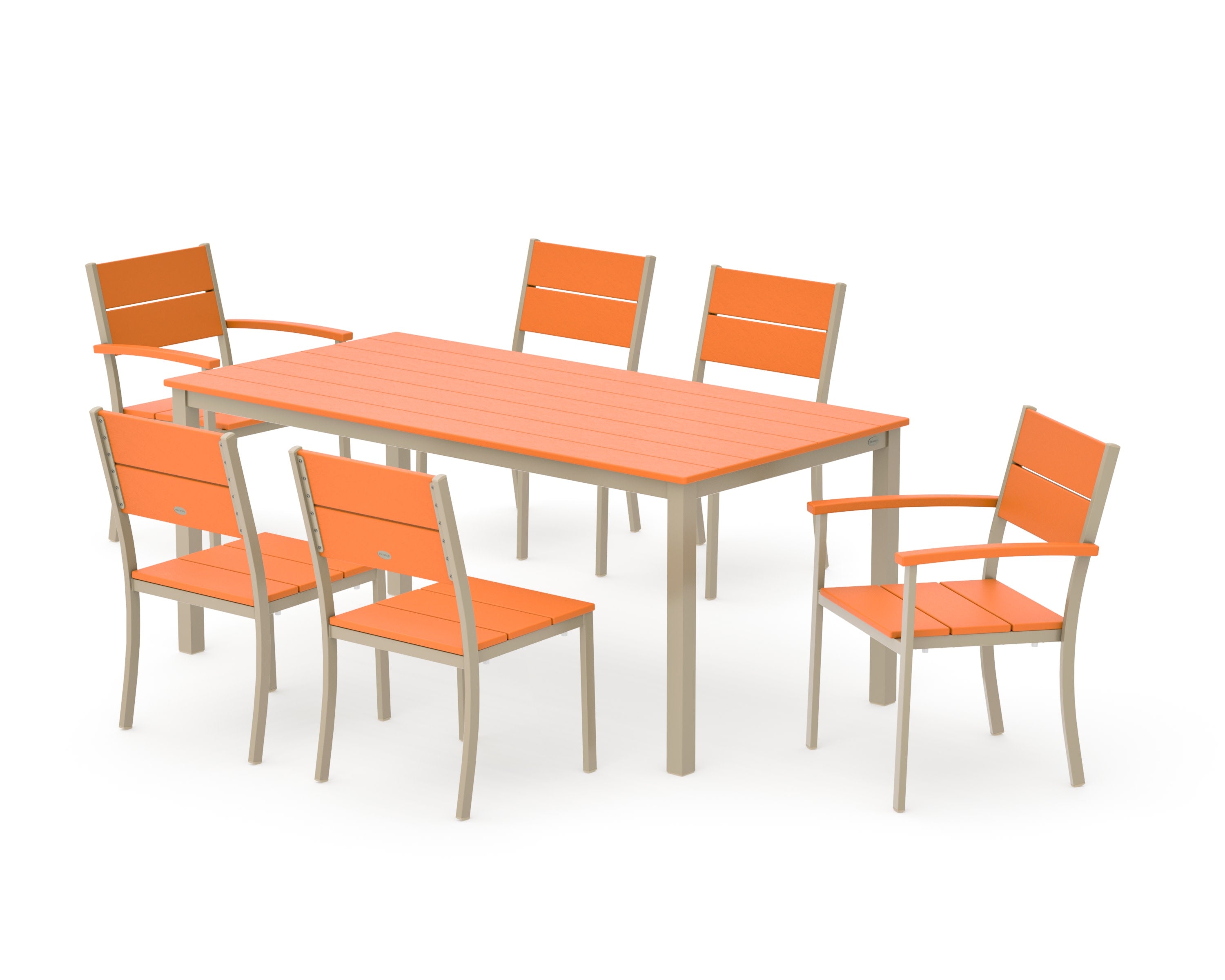 Main Street 7-Piece Dining Set in Sand / Tangerine