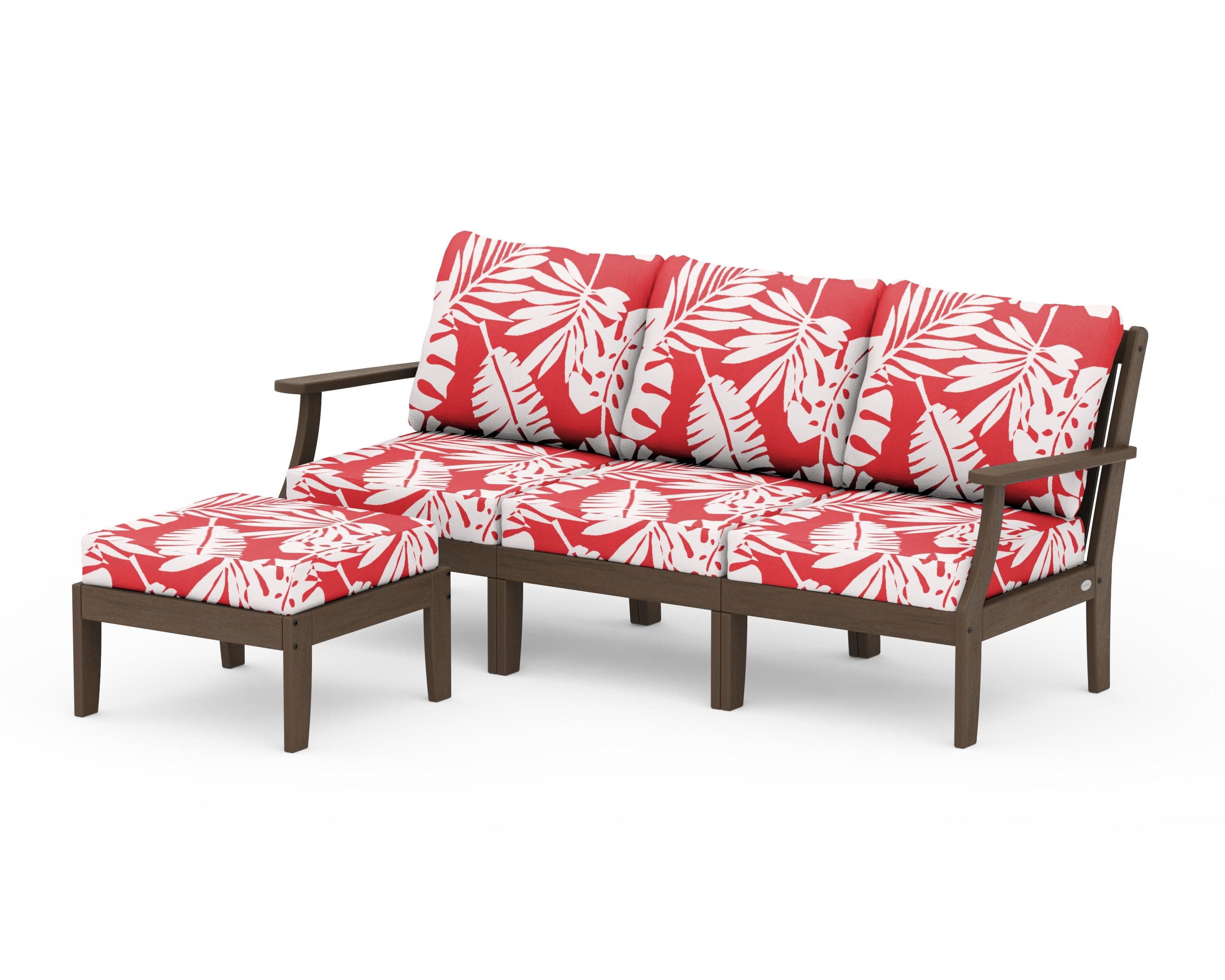 Braxton Modular 4-Piece Deep Seating Set with Ottoman in Kona / Leaf Crimson