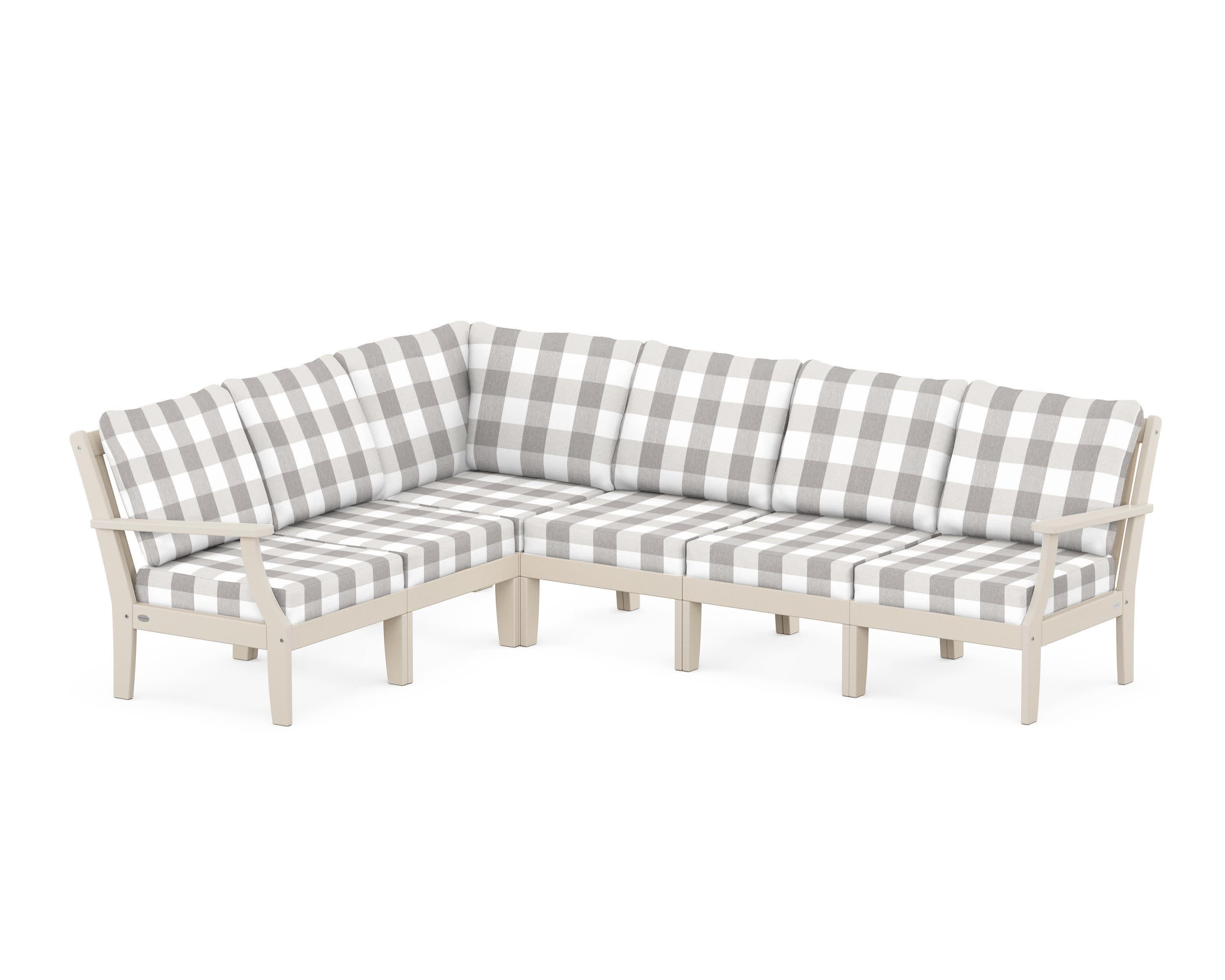 Braxton Modular 6-Piece Deep Seating Set in Sand / Buffalo Plaid Grey Mist