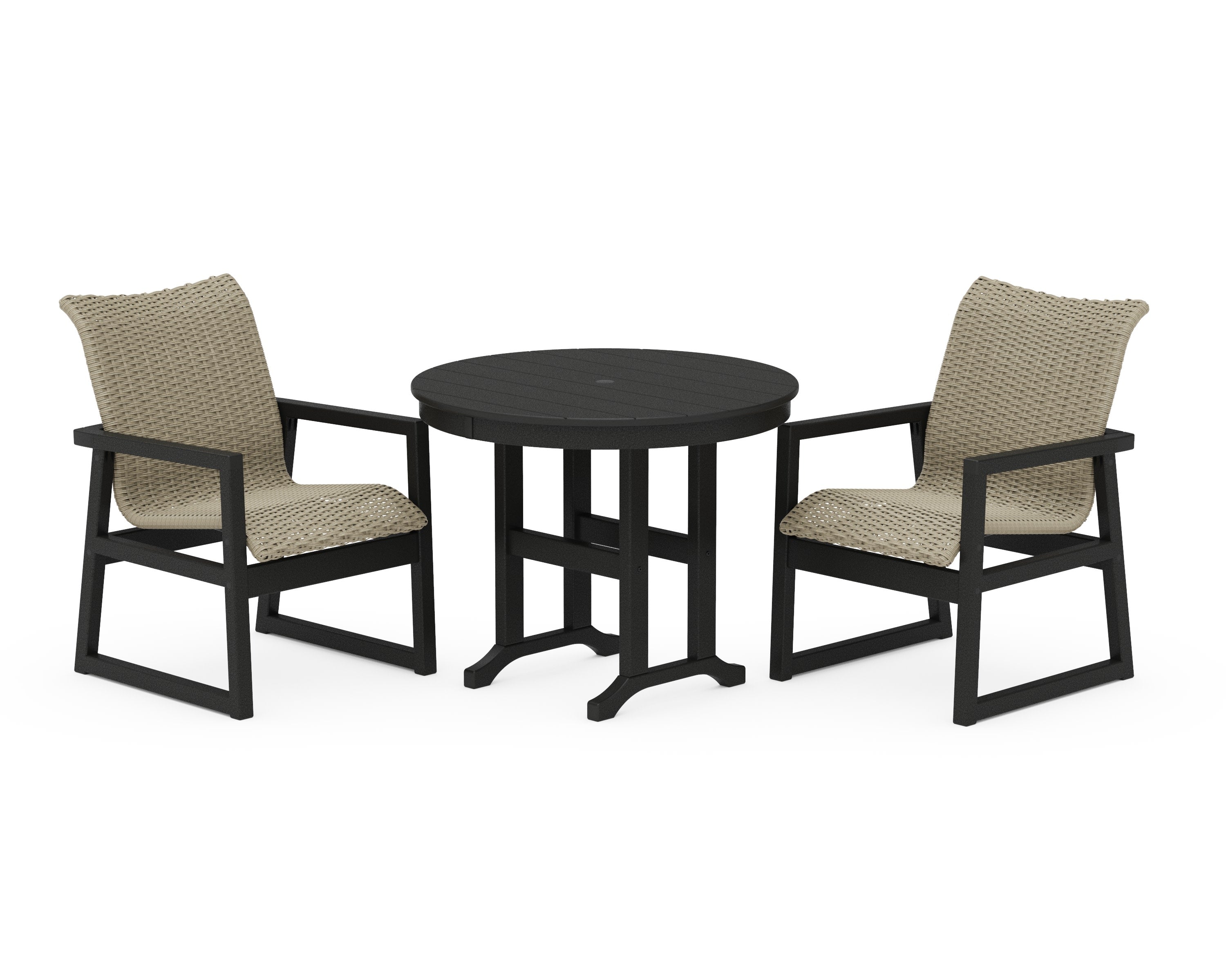EDGE Woven 3-Piece Farmhouse Dining Set in Black / Dune Grass