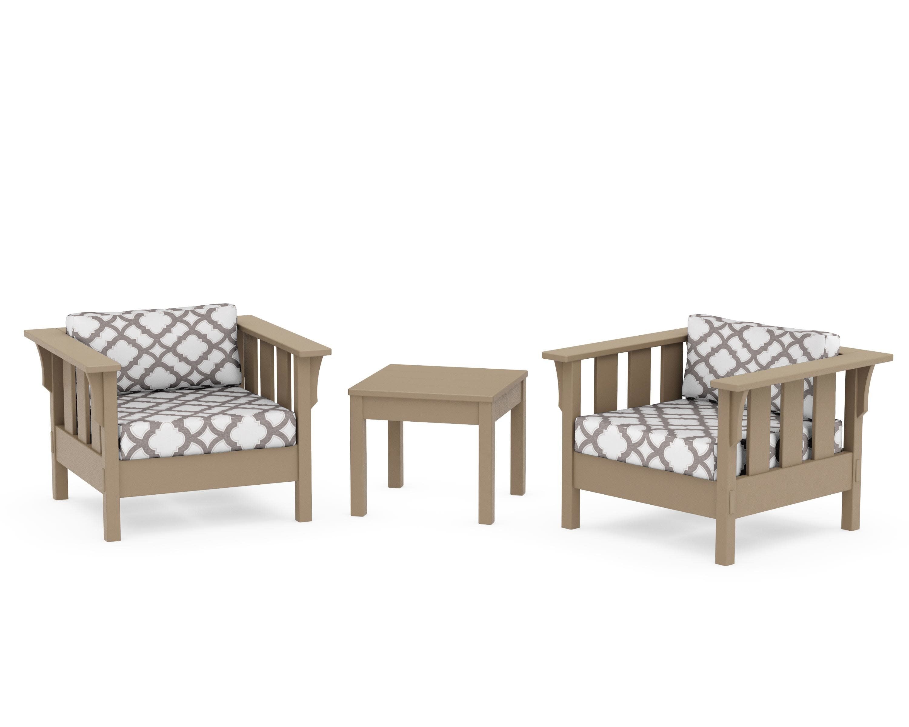 Acadia 3-Piece Deep Seating Set in Vintage Sahara / Trellis Grey Mist
