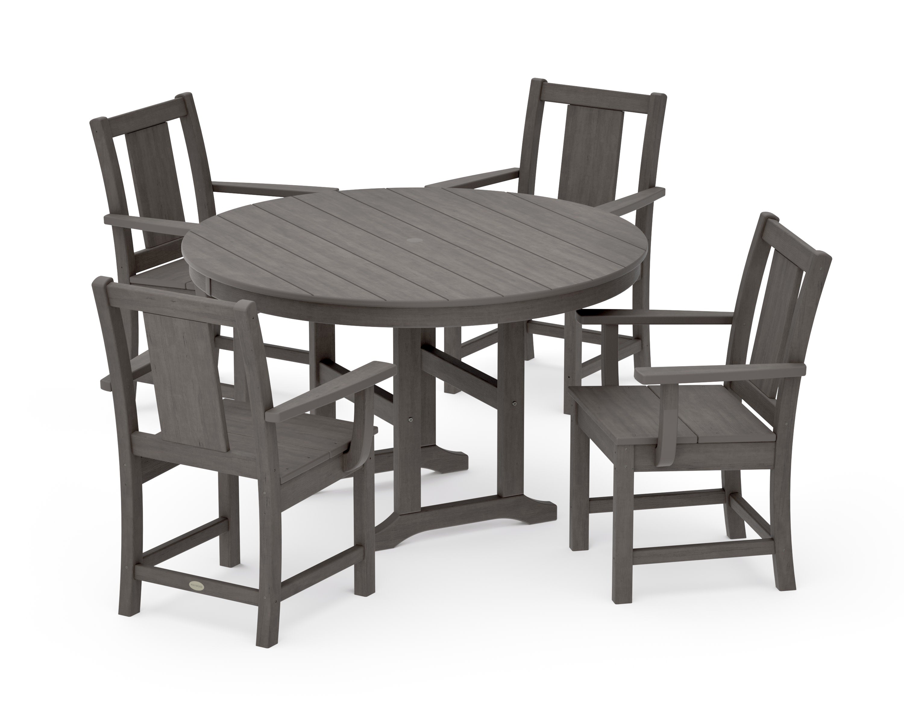 Prairie 5-Piece Round Farmhouse Dining Set in Driftwood