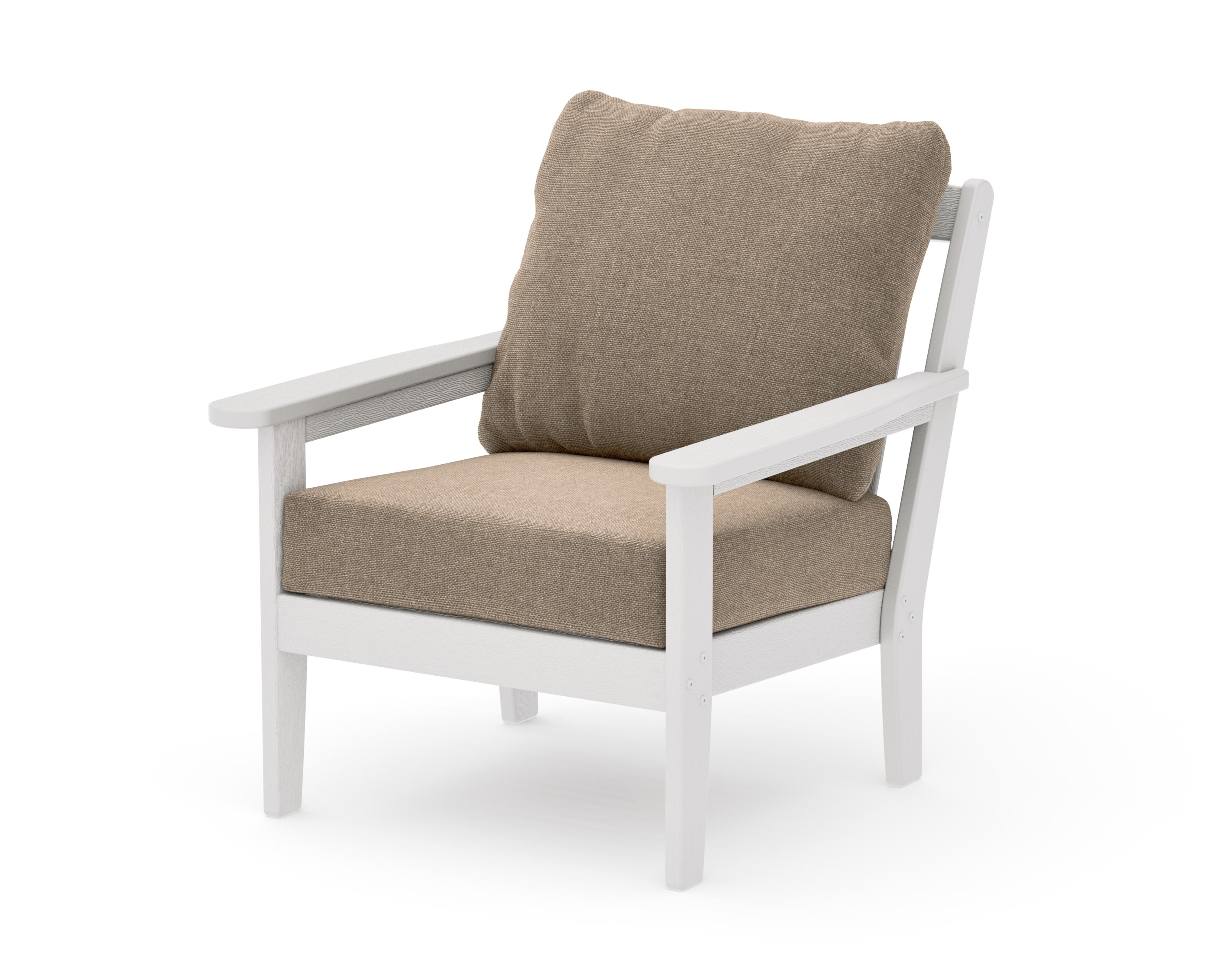 Cottage Deep Seating Chair in Vintage White / Spiced Burlap