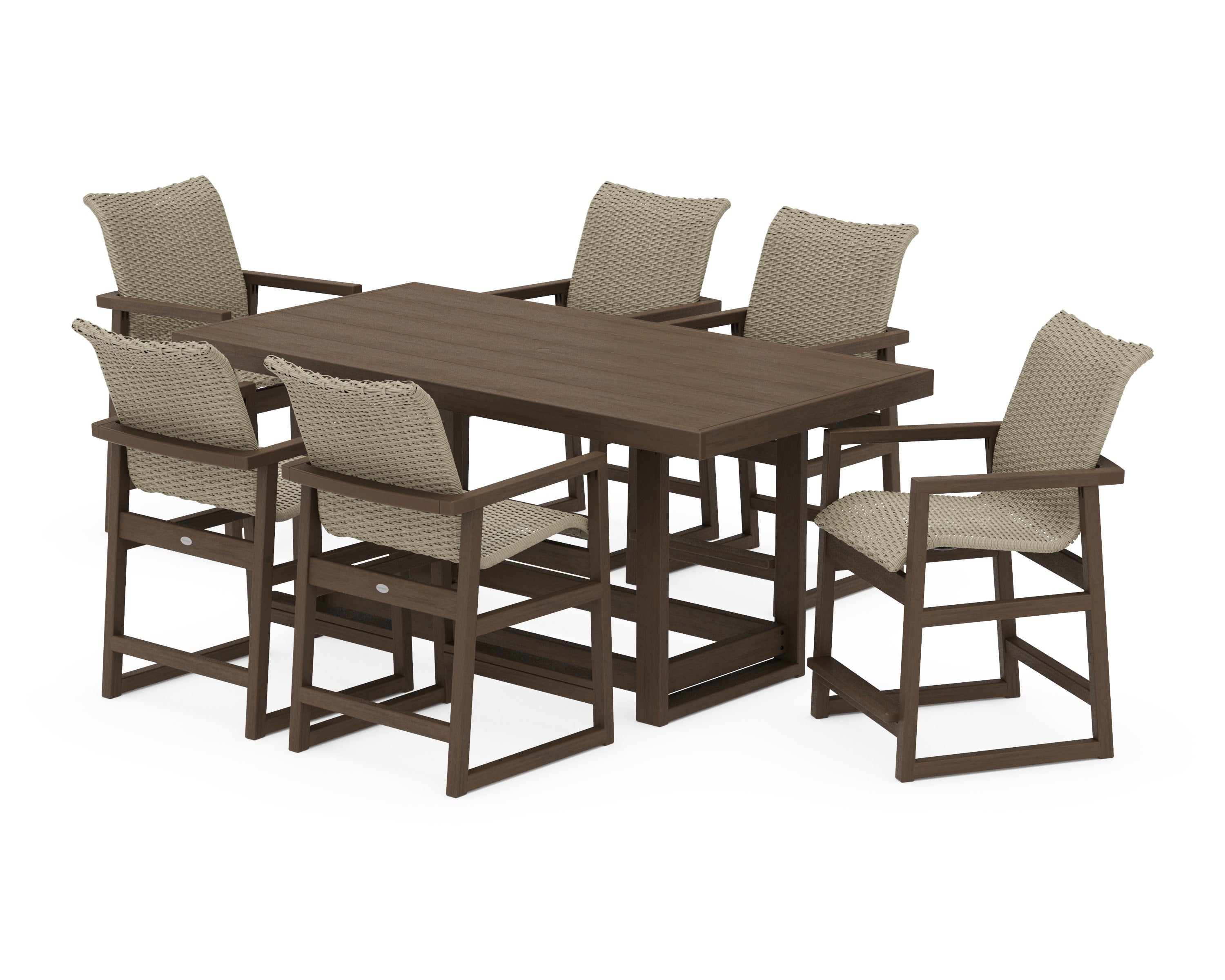 EDGE Woven Arm Chair 7-Piece Counter Set in Kona / Dune Grass