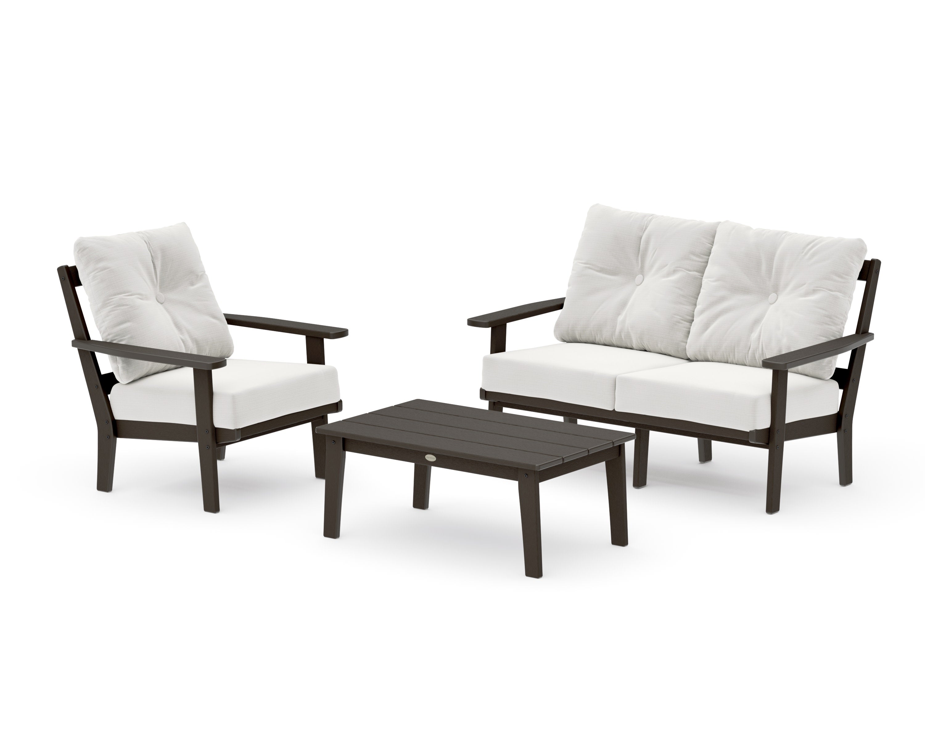 Oxford 3-Piece Deep Seating Set with Loveseat in Vintage Coffee / Natural Linen