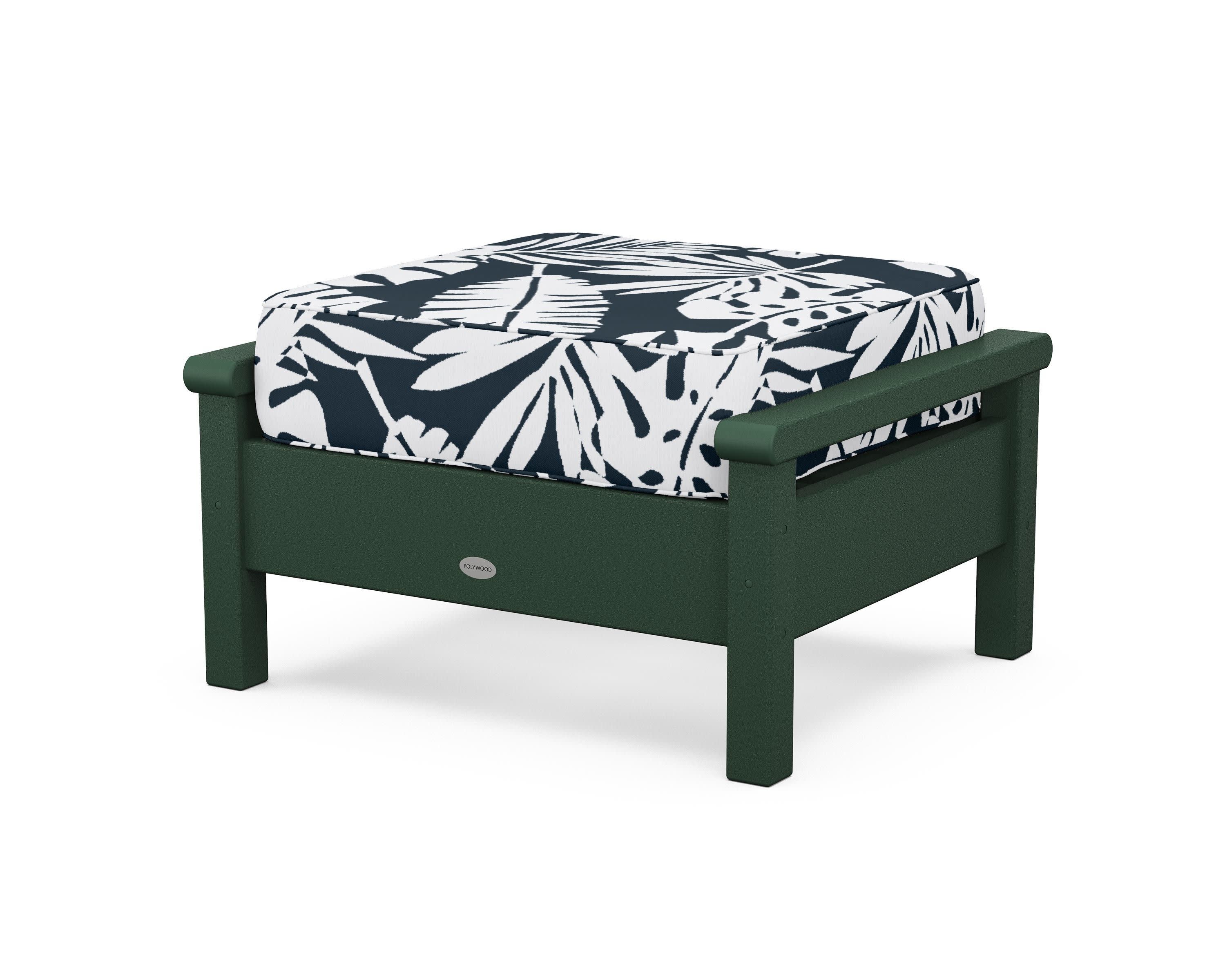 Harbour Deep Seating Ottoman in Green / Leaf Marine Indigo