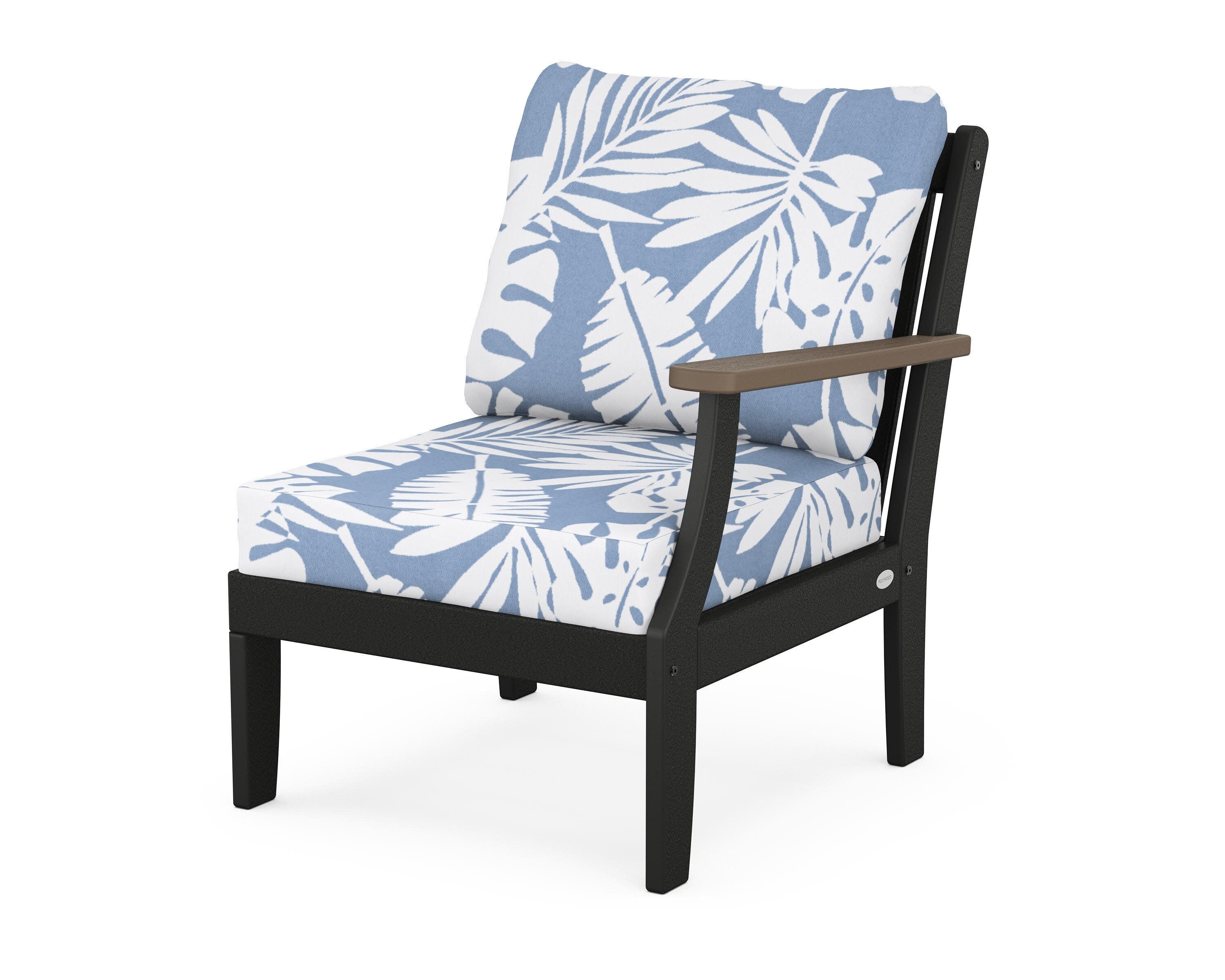 Braxton Modular Right Arm Chair in Black / Kona / Leaf Sky Blue