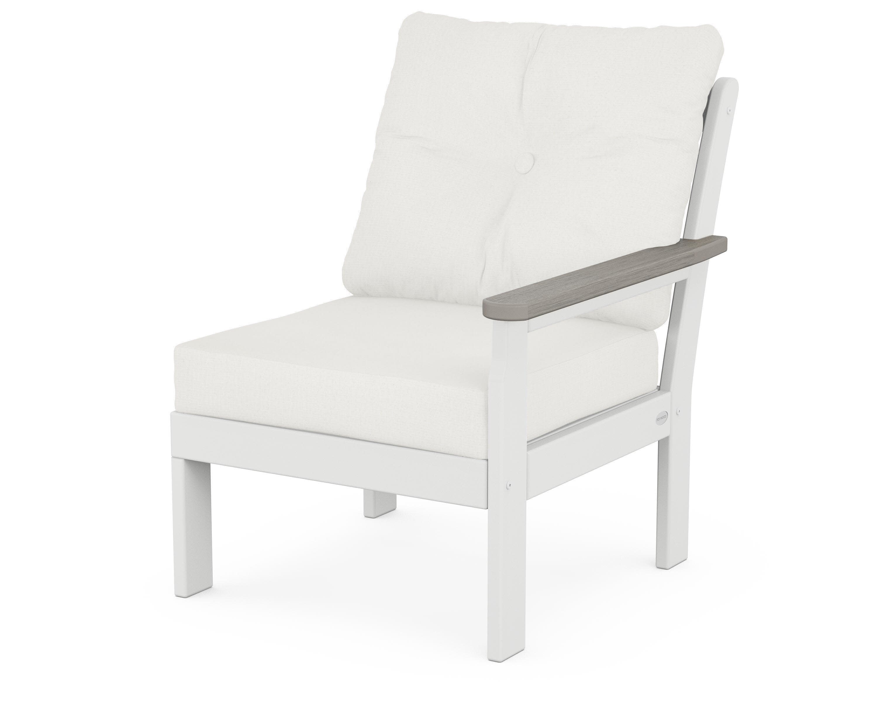 Vineyard Modular Right Arm Chair in White / Driftwood / Natural Linen