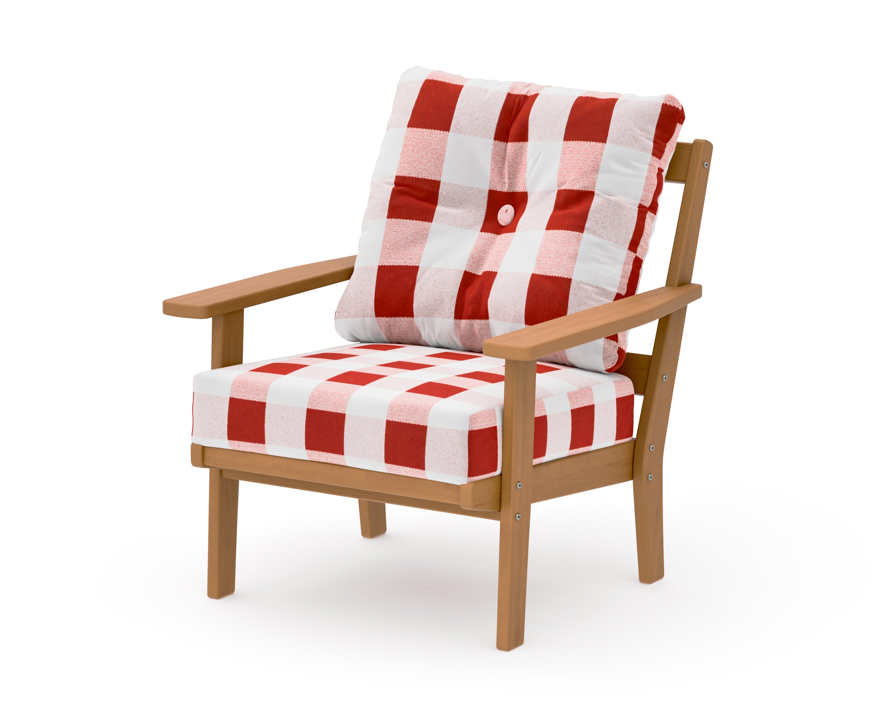 Oxford Deep Seating Chair in Natural / Buffalo Plaid Crimson