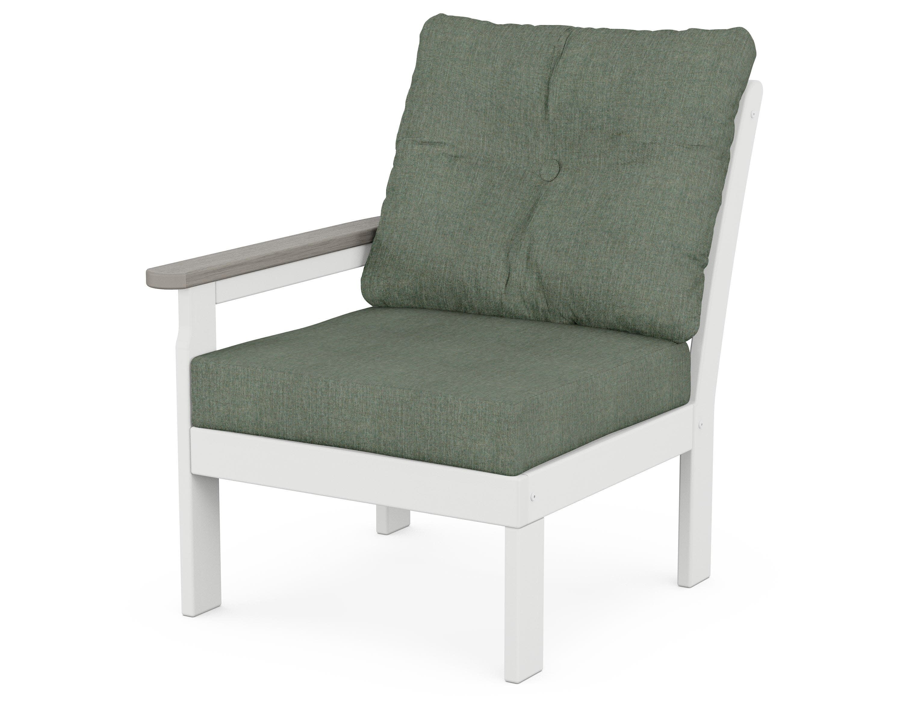 Vineyard Modular Left Arm Chair in White / Driftwood / Cast Sage