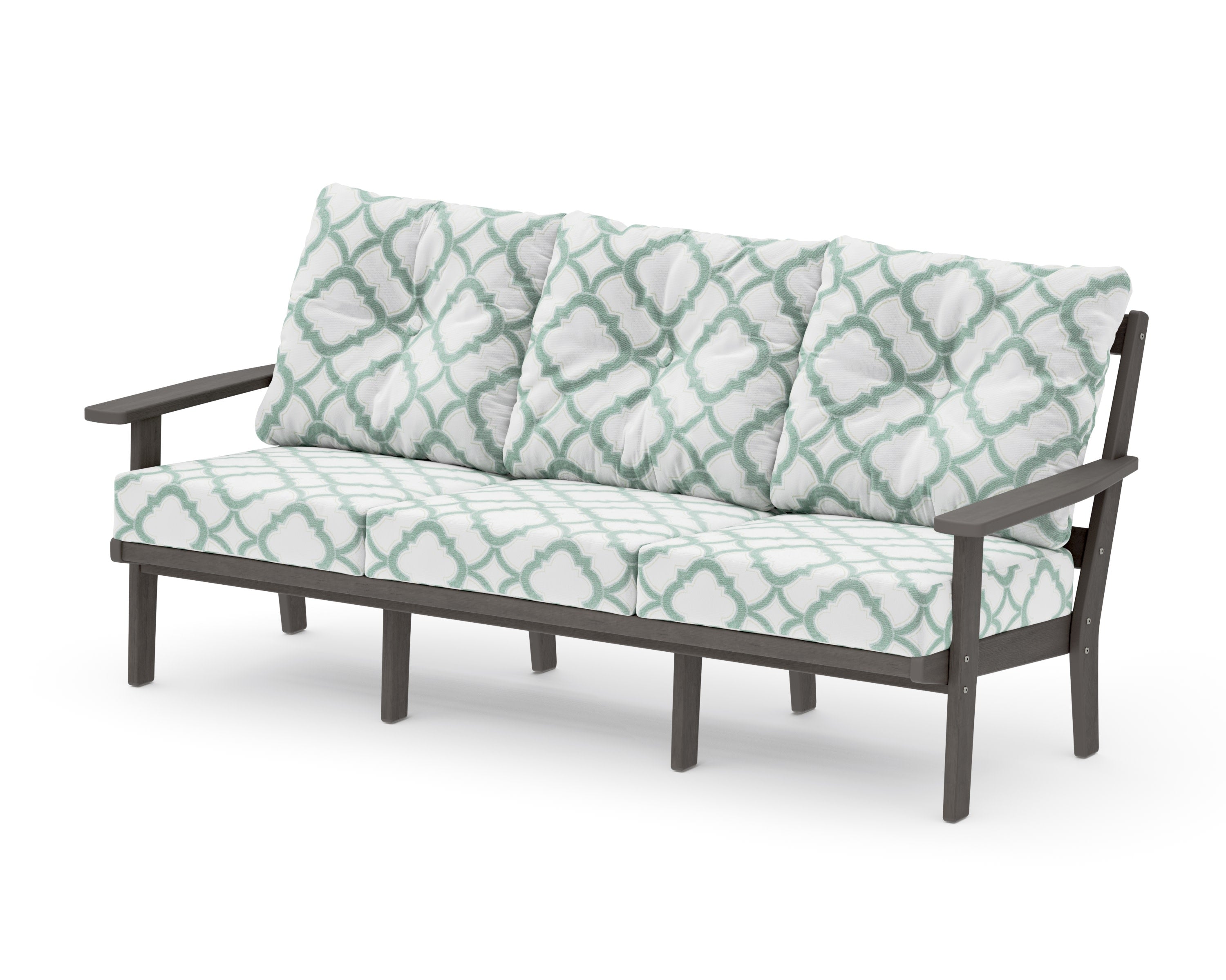 PrairieDeep Seating Sofa in Driftwood / Trellis Glacier Spa