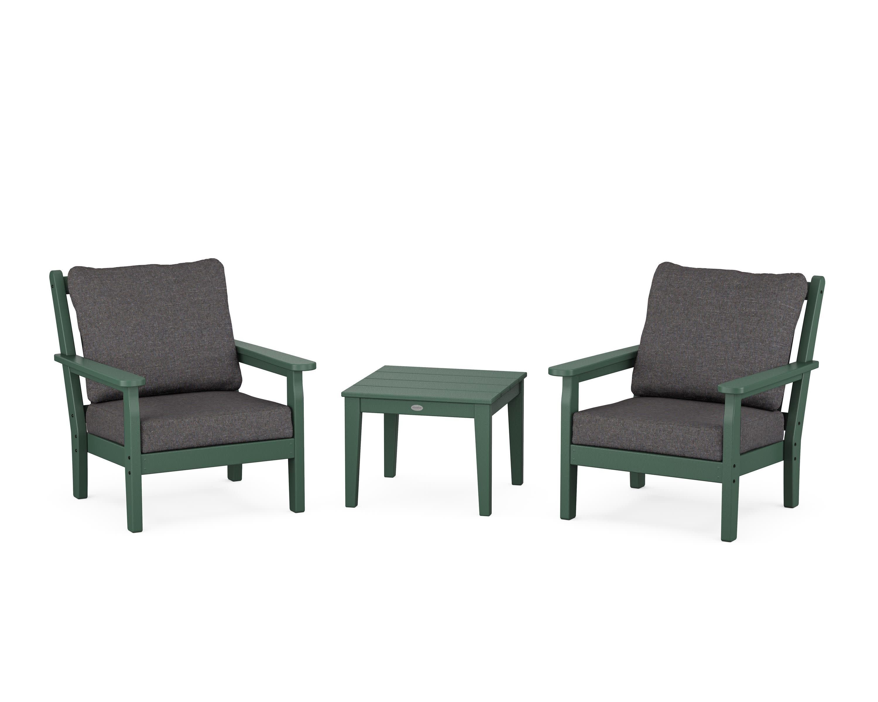 Chippendale 3-Piece Deep Seating Set in Green / Ash Charcoal